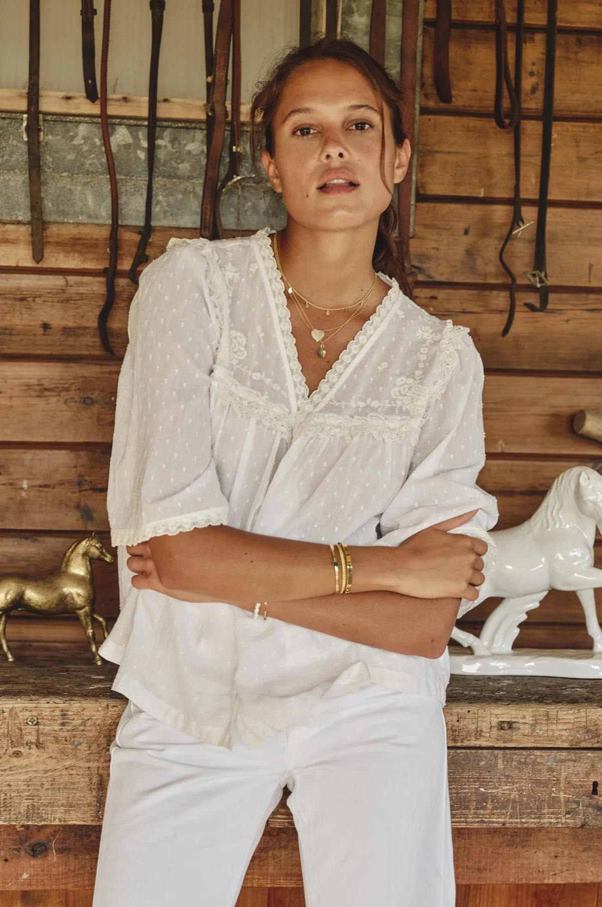 Brea Frill Emb Top Ivory - Image 7