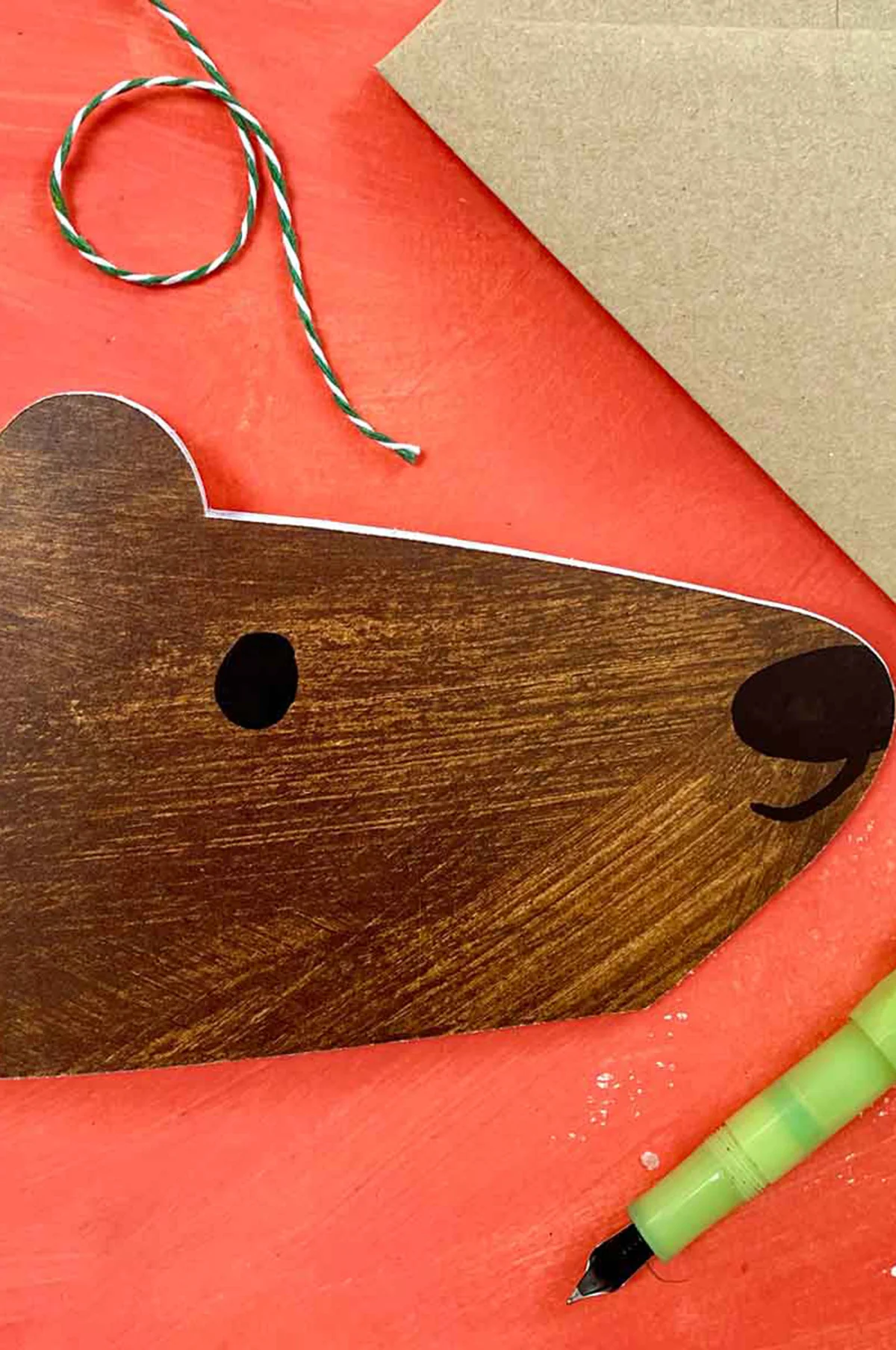 Brown Bear Shaped Greeting Card - Image 3