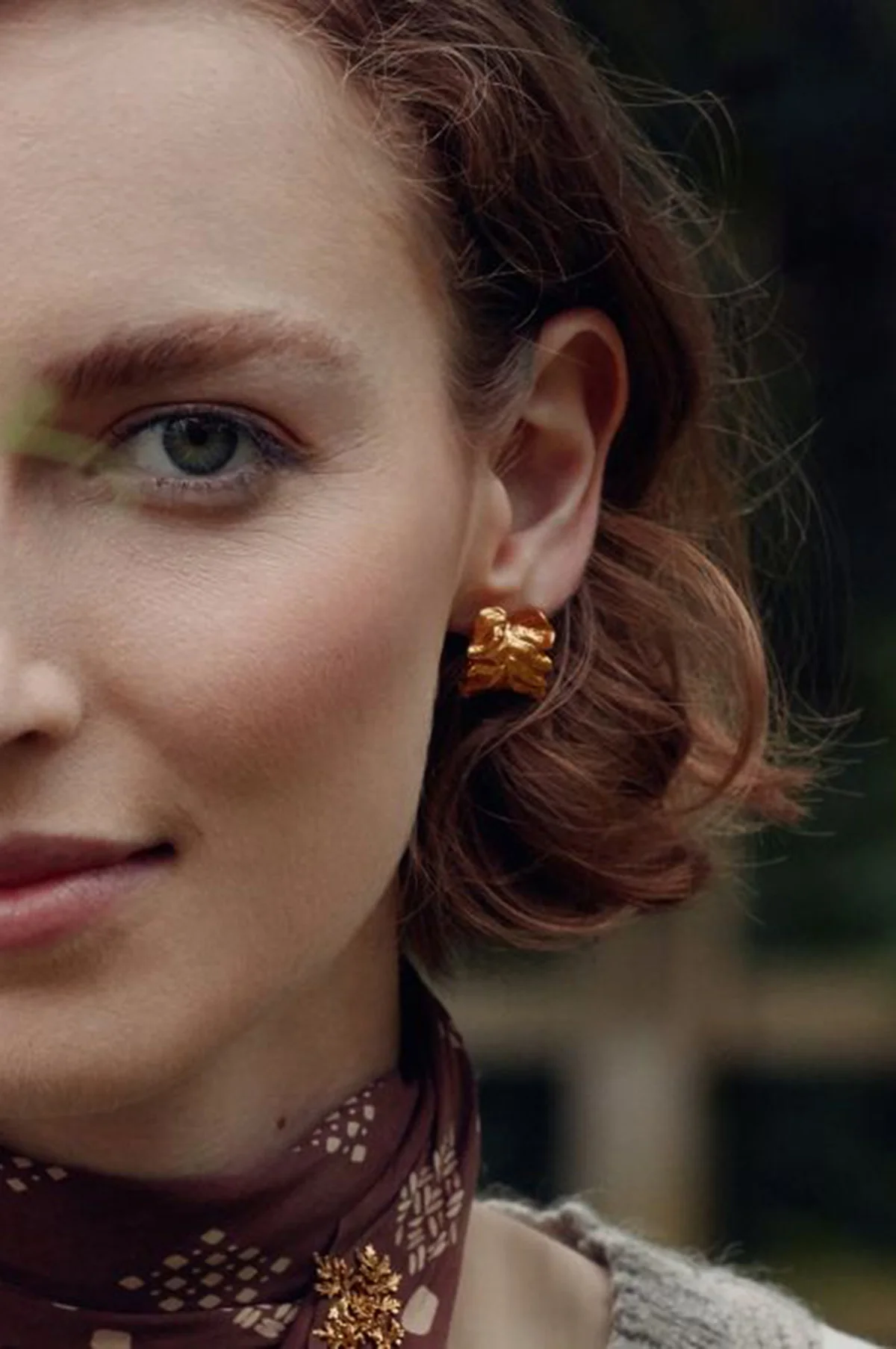 Chard Leafy Hoop Earrings Gold - Image 3