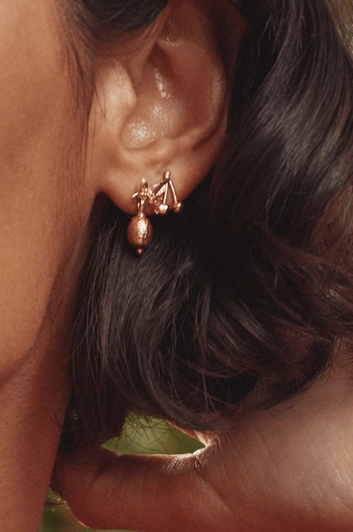 Cherry Single Stud Earring Gold - Image 3