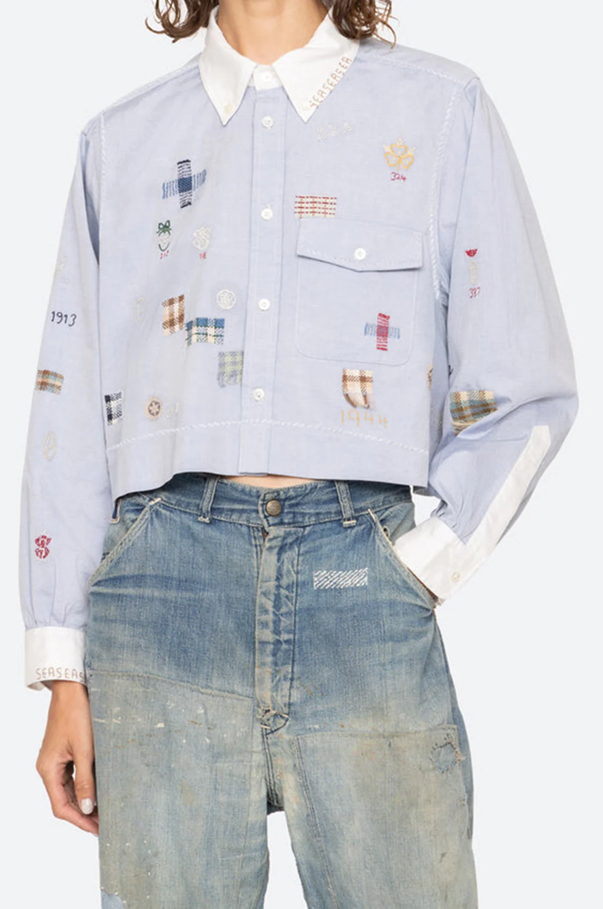 Claira Emb Button Down Blue - Image 4