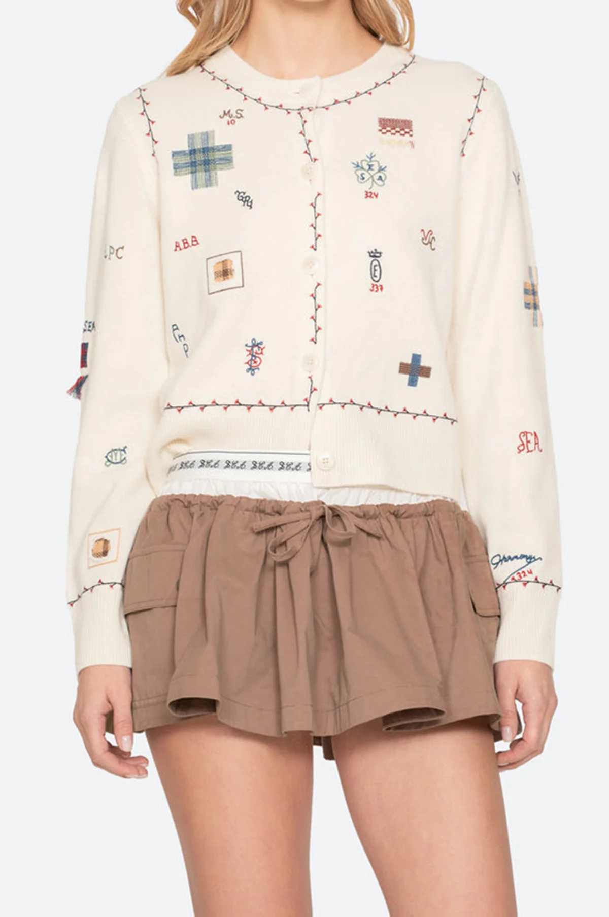 Claira Emb Knit Cardigan Cream - Image 2