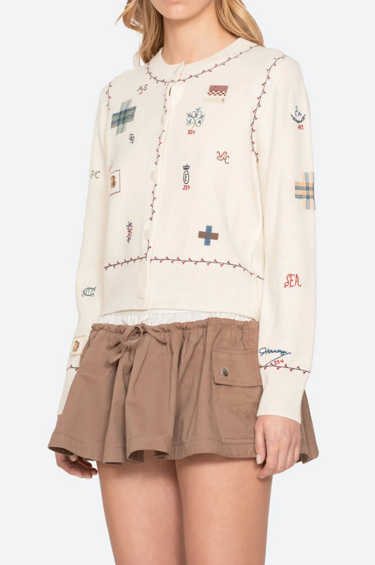 Claira Emb Knit Cardigan Cream - Image 5