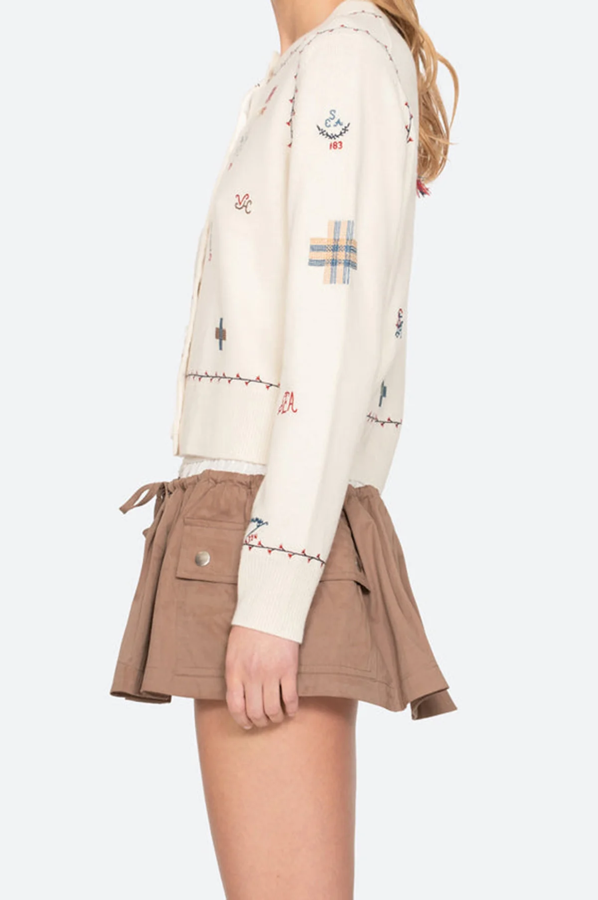 Claira Emb Knit Cardigan Cream - Image 6