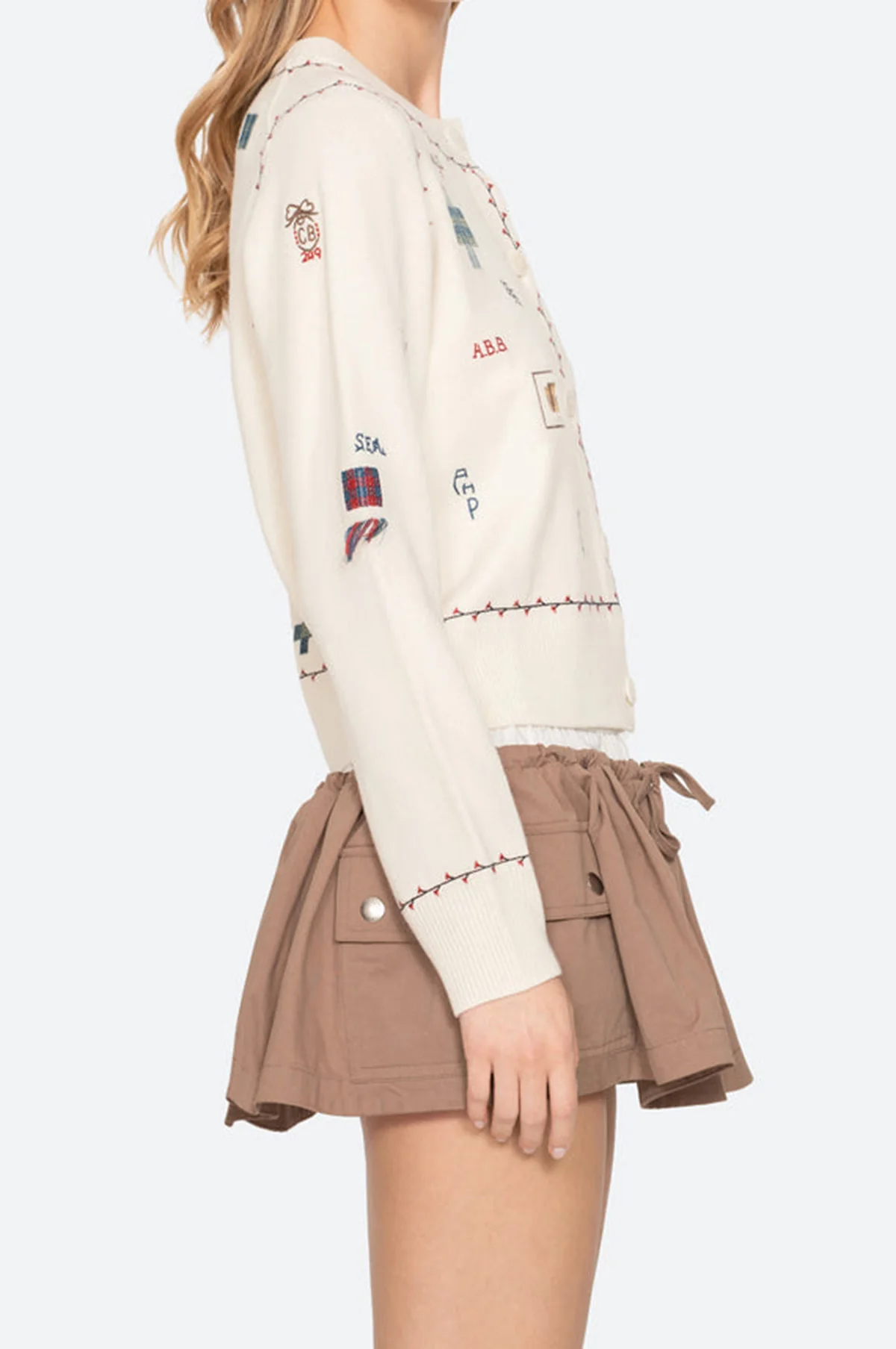 Claira Emb Knit Cardigan Cream - Image 7