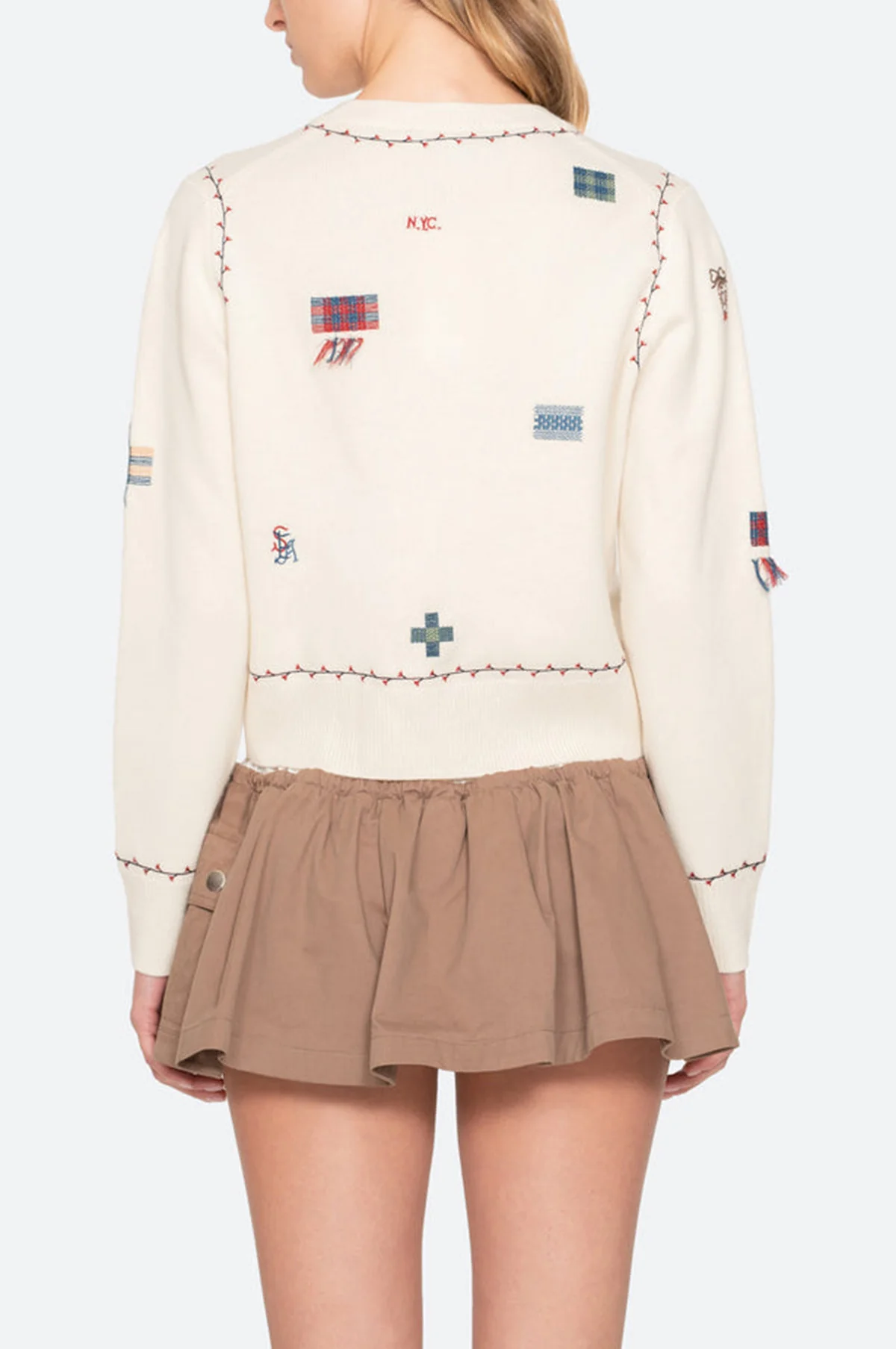 Claira Emb Knit Cardigan Cream - Image 8