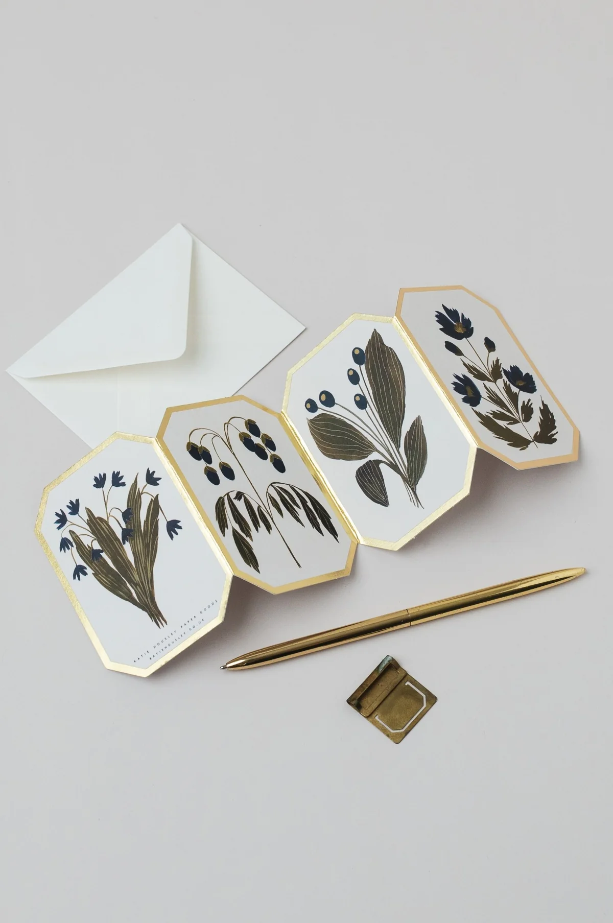 Concertina Botanical Blue Flower Die Cut Mini Card - Image 2