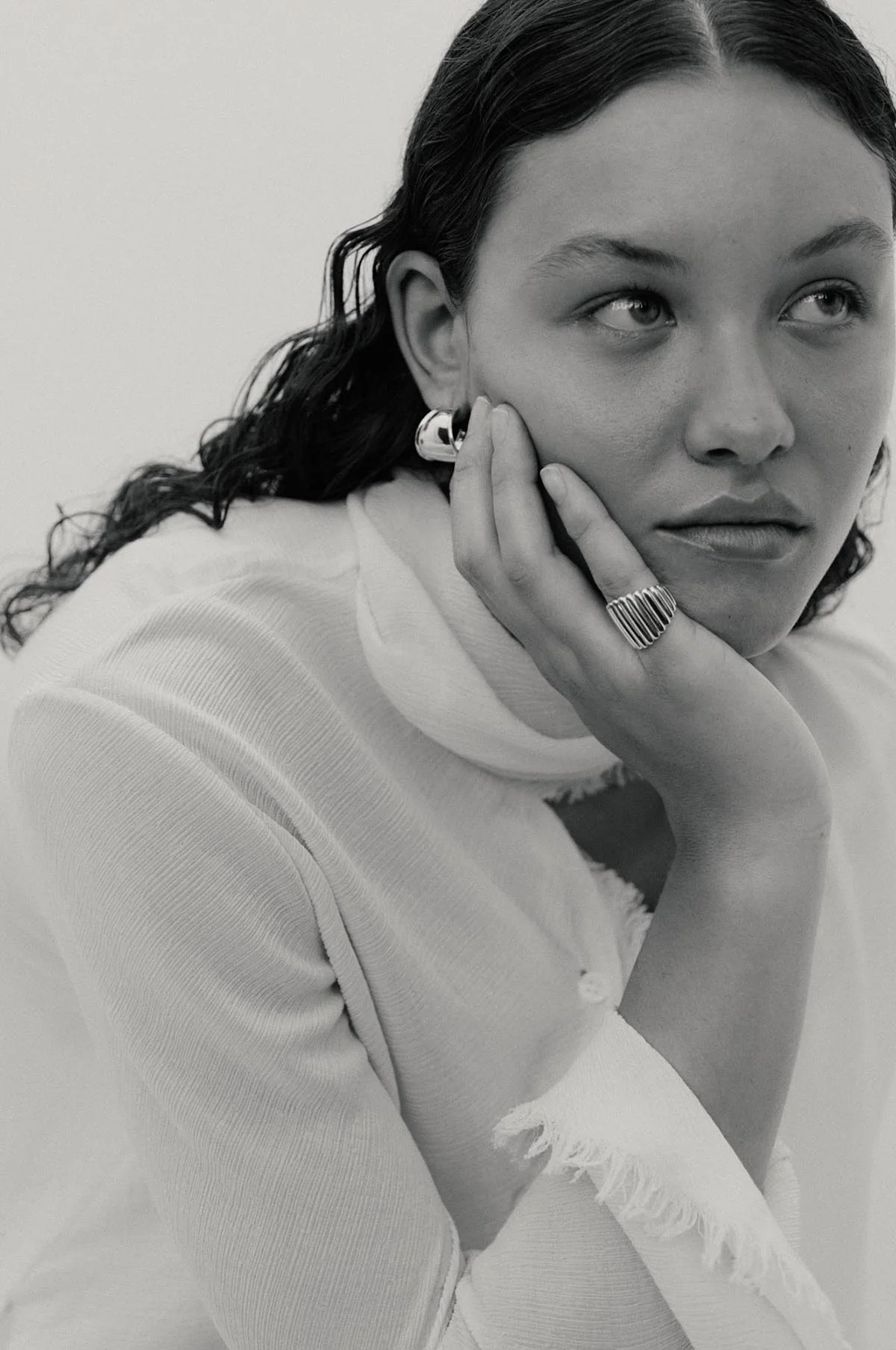 Contour Hoop Gold Earrings - Image 6