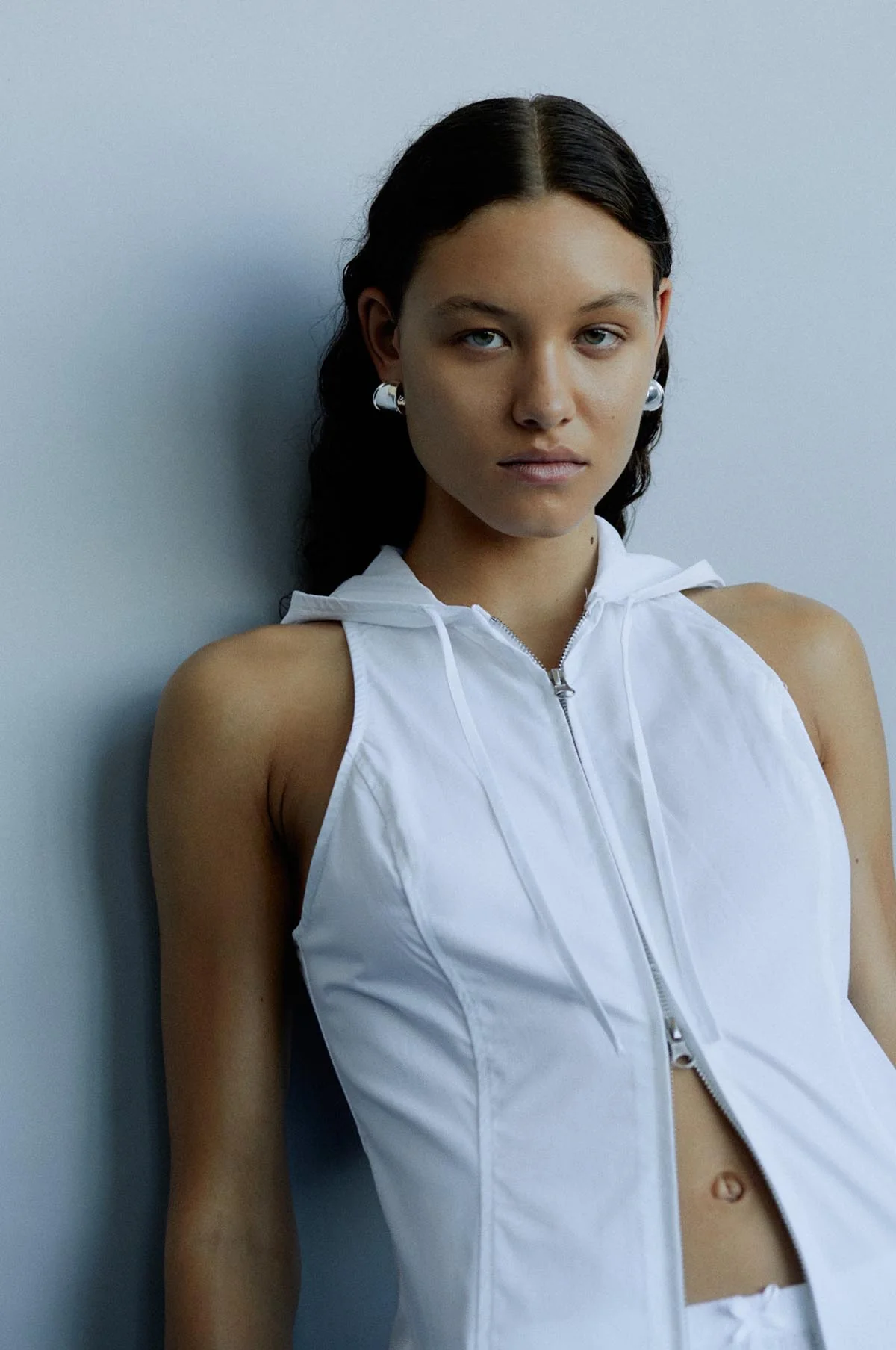 Contour Hoop Silver Earrings - Image 3