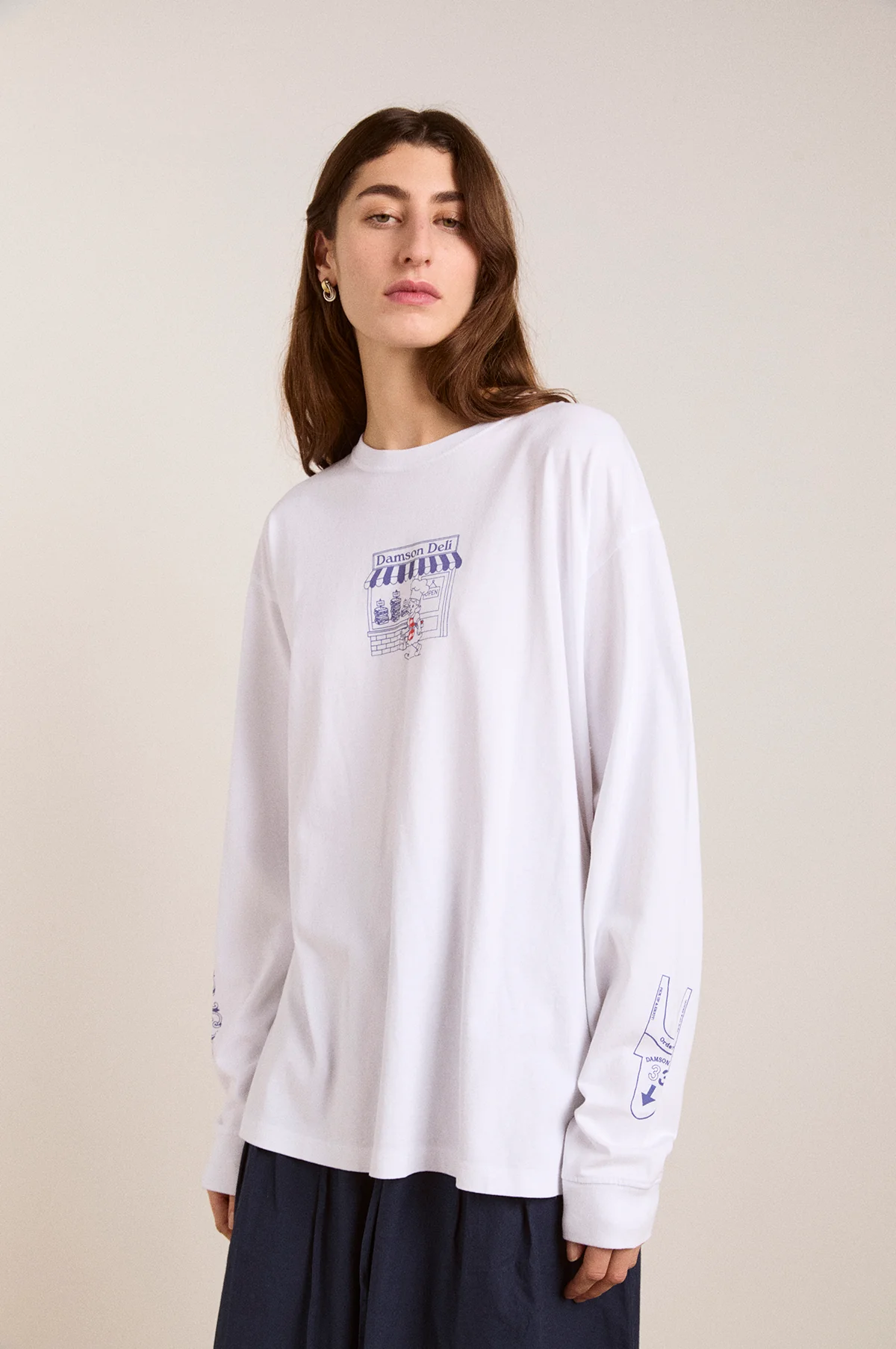Damson Deli LS Tee White - Image 7
