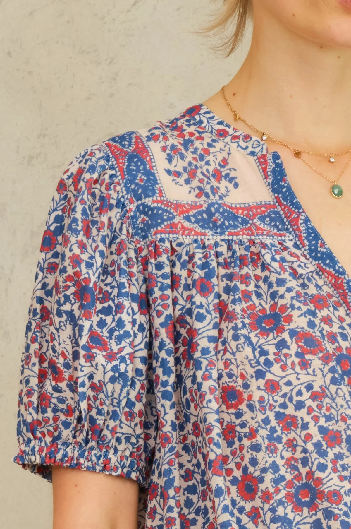 Della Print S/S Top Blue/Pink - Image 3