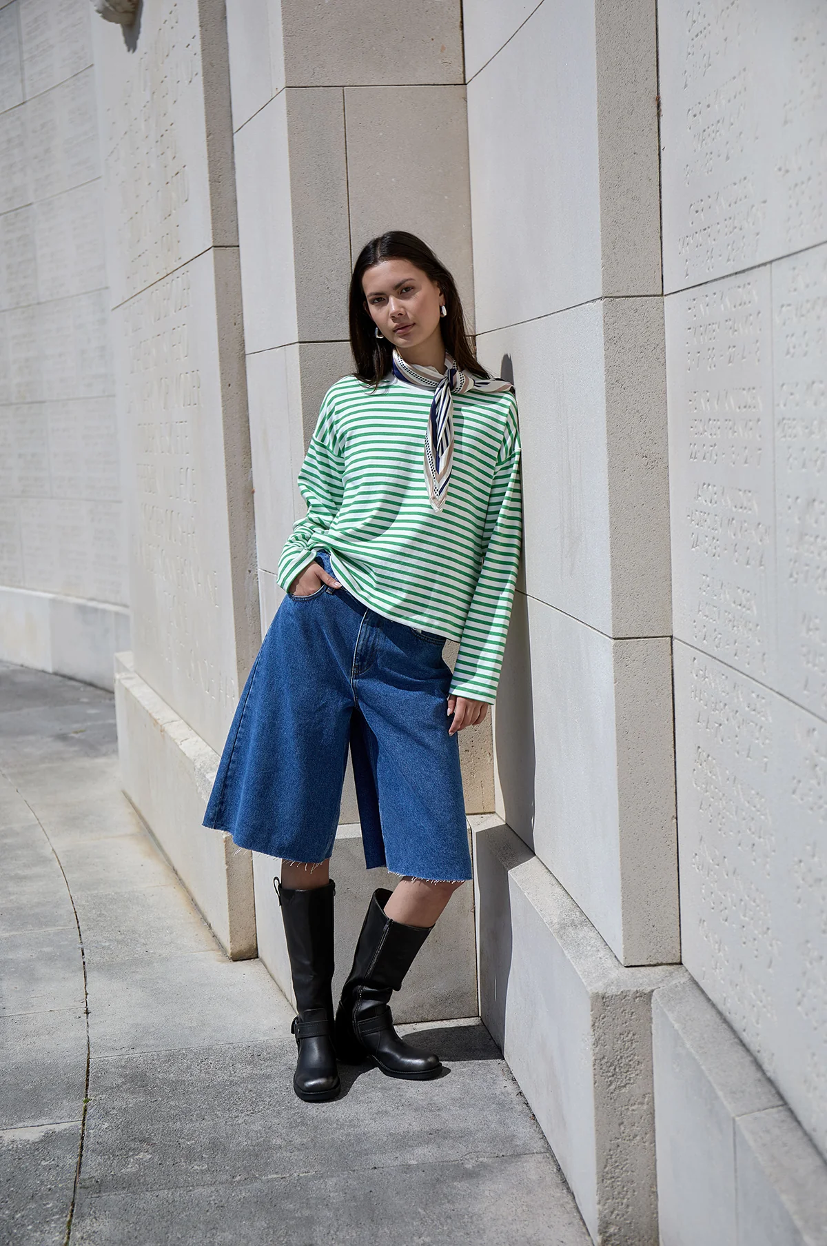 Denisa Striped Long Sleeve T-Shirt Greenbriar Stripe - Image 2