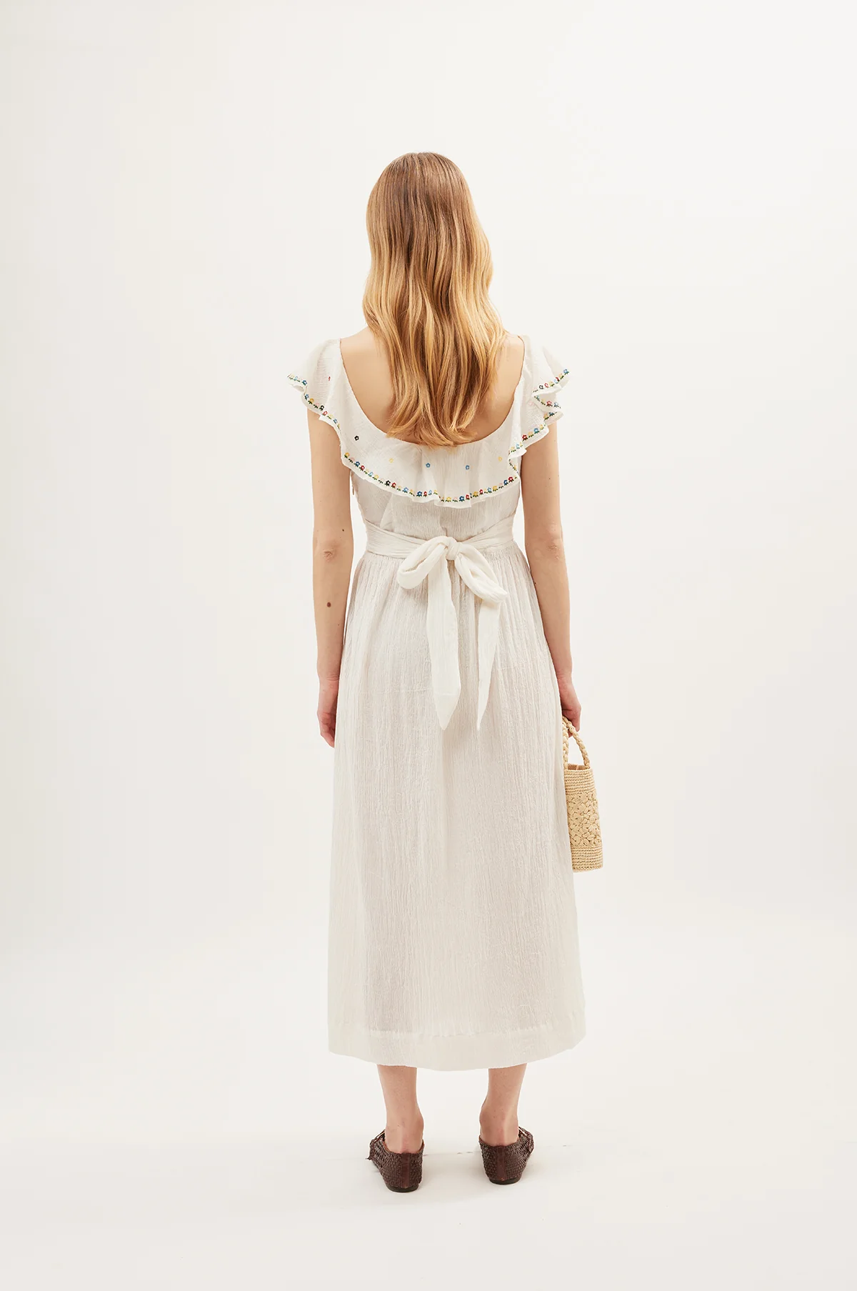 Ebony Dress Petunia Embroidery Ivory - Image 3