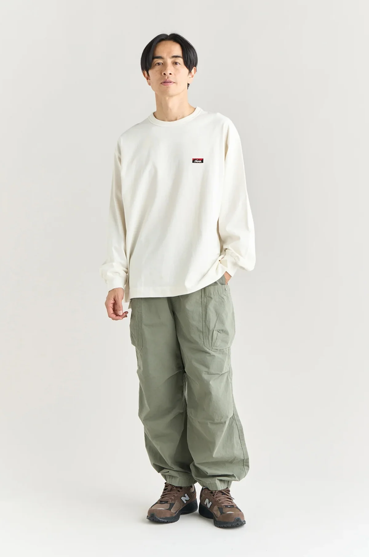 Box Logo Embroidered L/S Tee White - Image 3