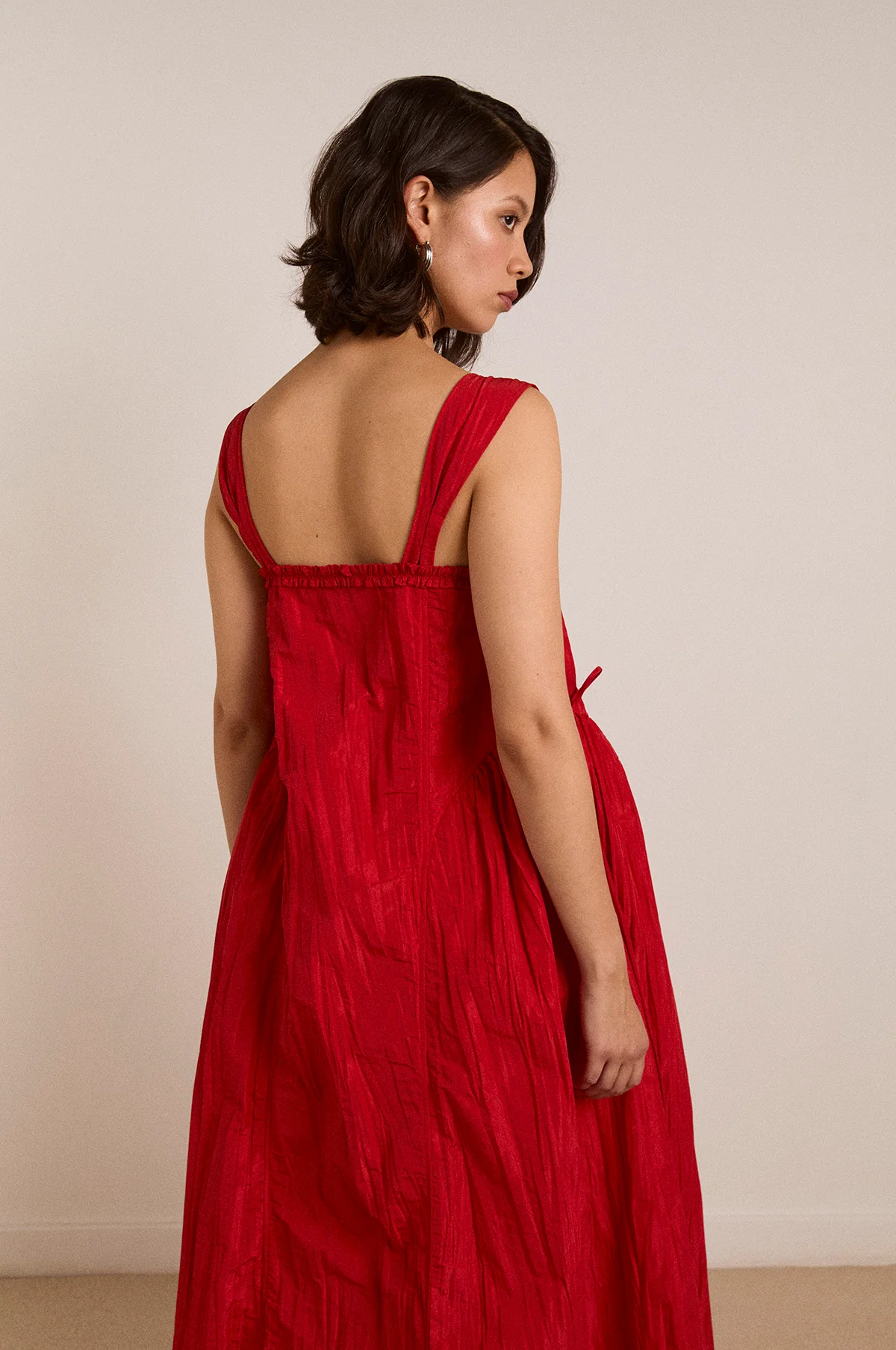 Elina Midi Dress Red Tafetta - Image 10