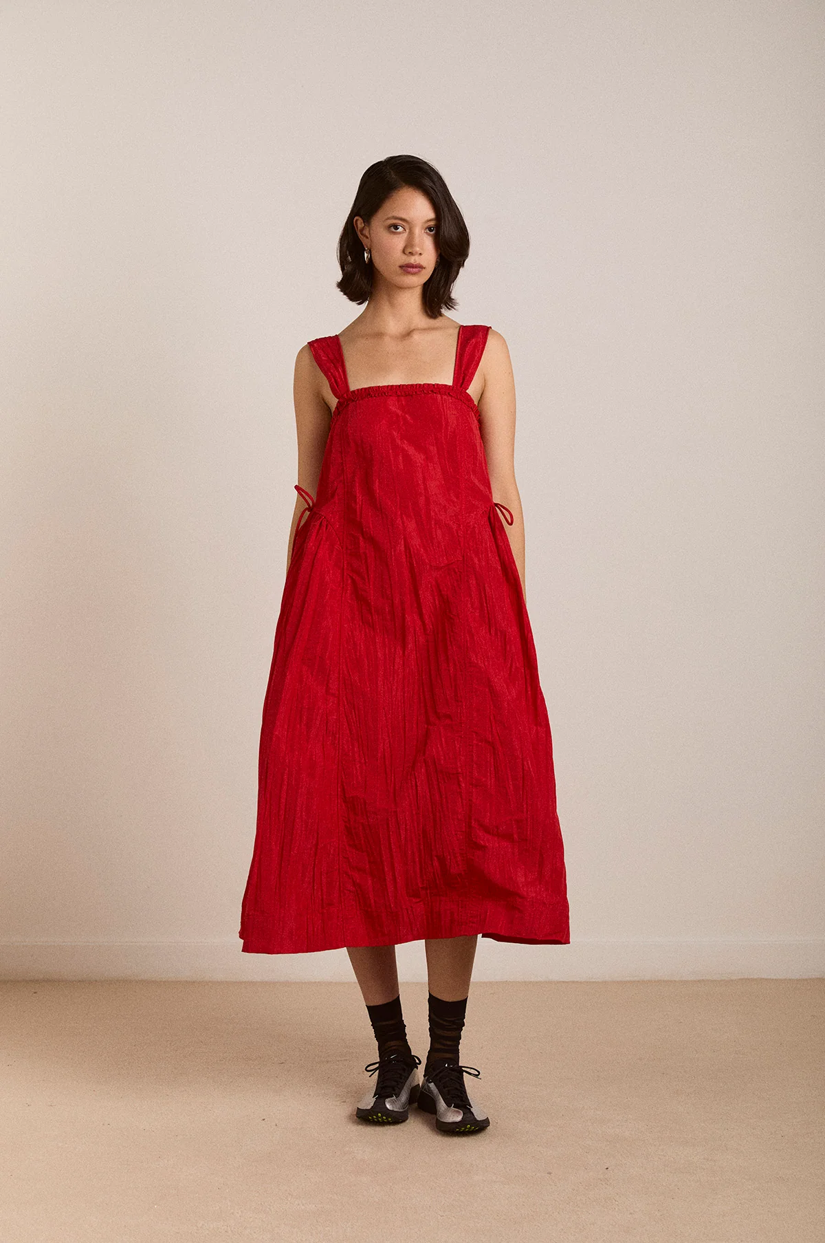 Elina Midi Dress Red Tafetta - Image 4