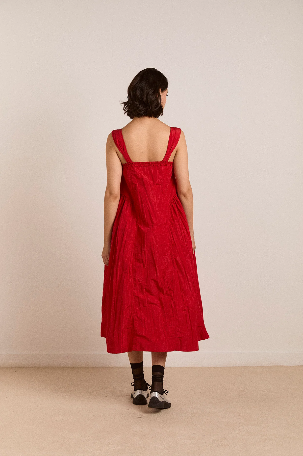 Elina Midi Dress Red Tafetta - Image 5