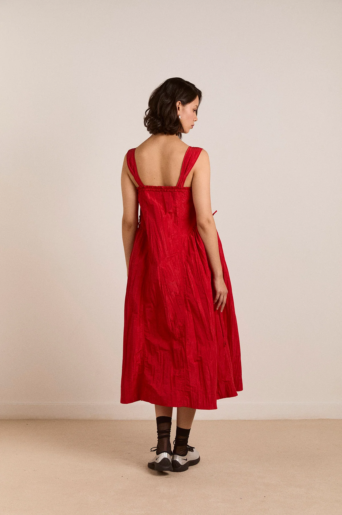Elina Midi Dress Red Tafetta - Image 6