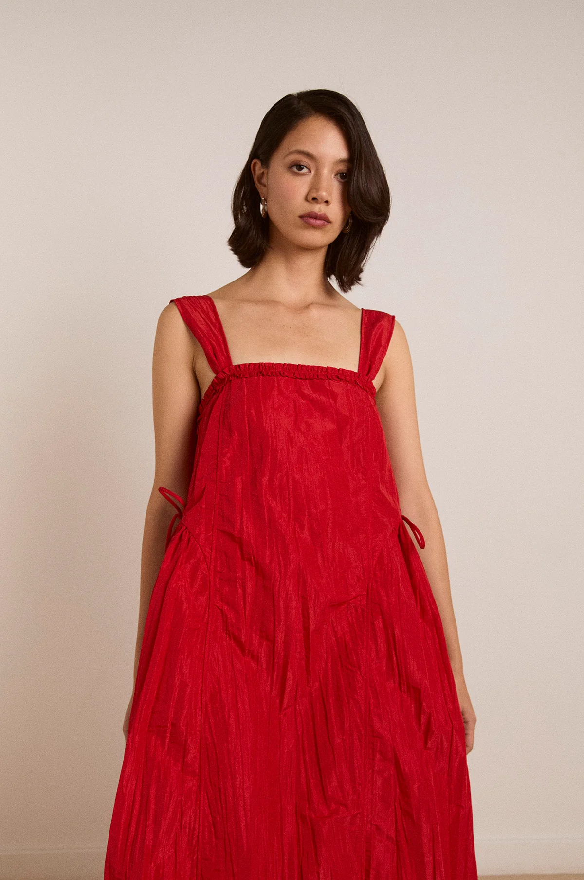 Elina Midi Dress Red Tafetta - Image 8