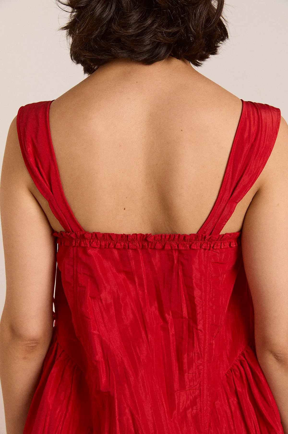 Elina Midi Dress Red Tafetta - Image 9