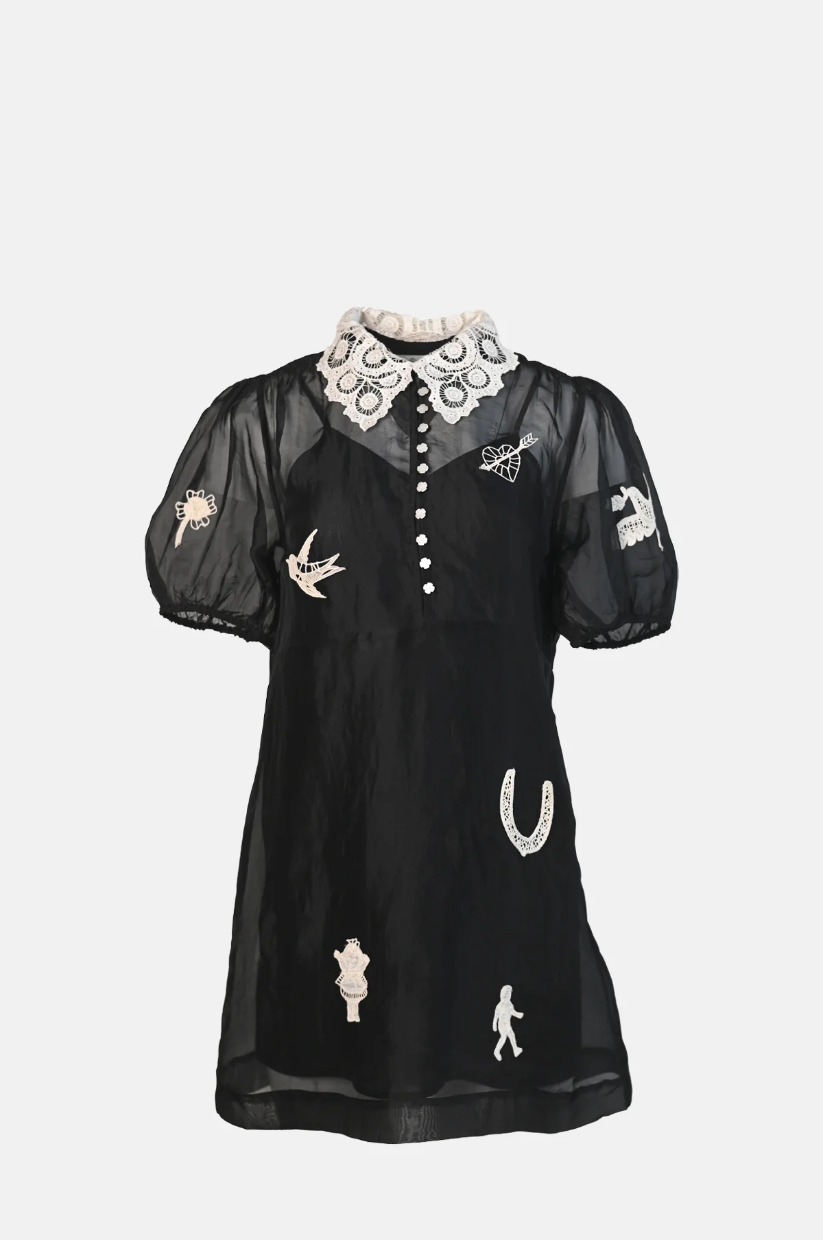 Ellison Solid Puff Slv Mini Dress Black
