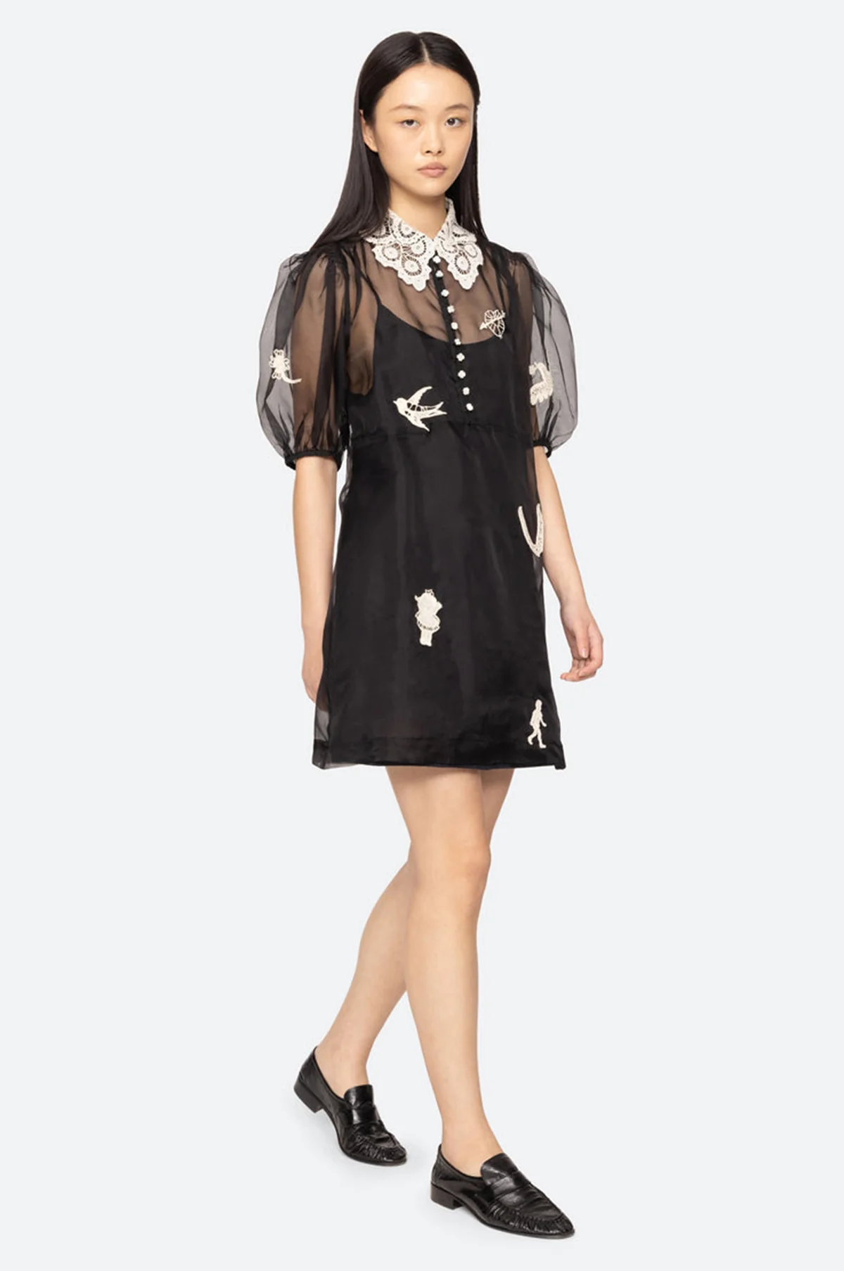 Ellison Solid Puff Slv Mini Dress Black - Image 5