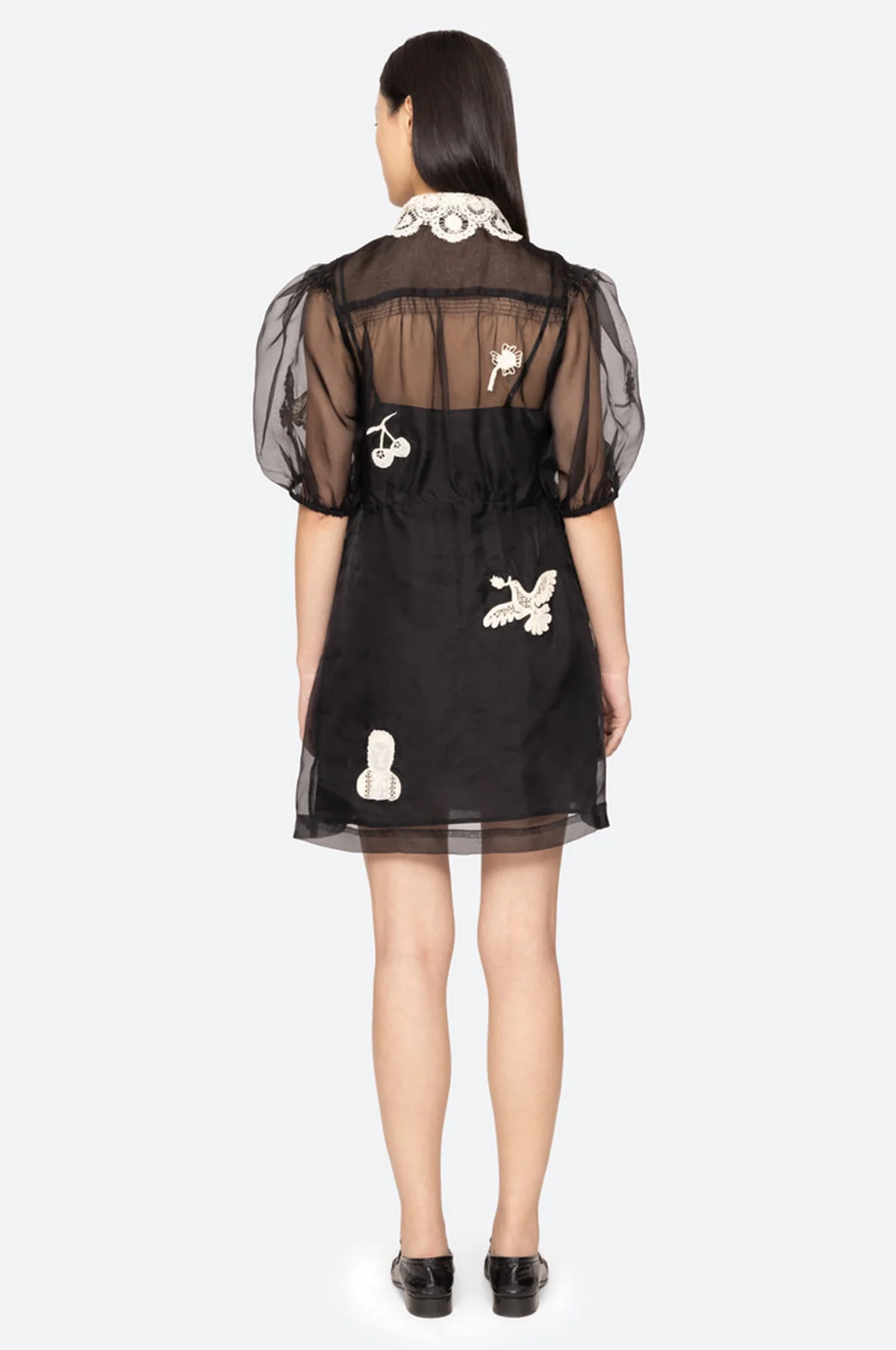Ellison Solid Puff Slv Mini Dress Black - Image 6
