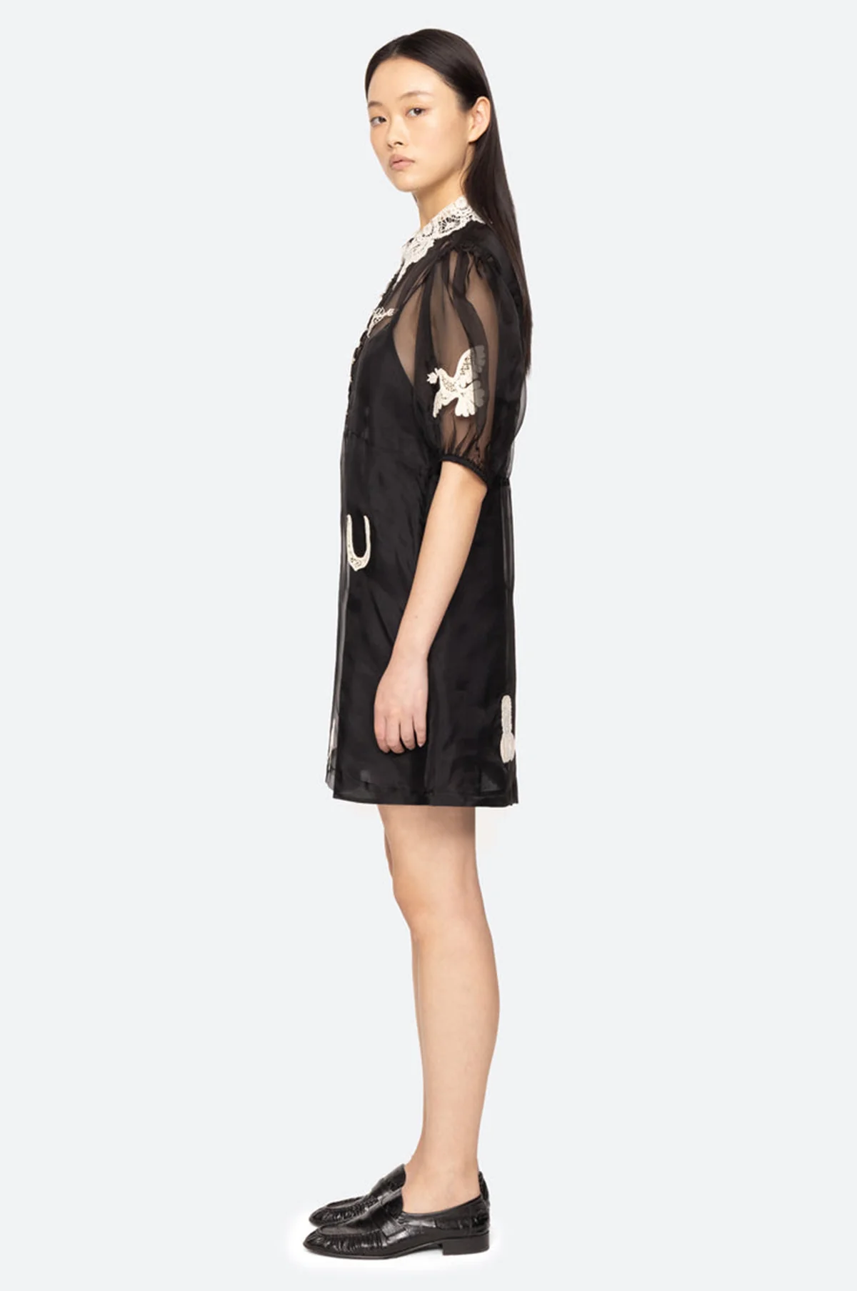 Ellison Solid Puff Slv Mini Dress Black - Image 7