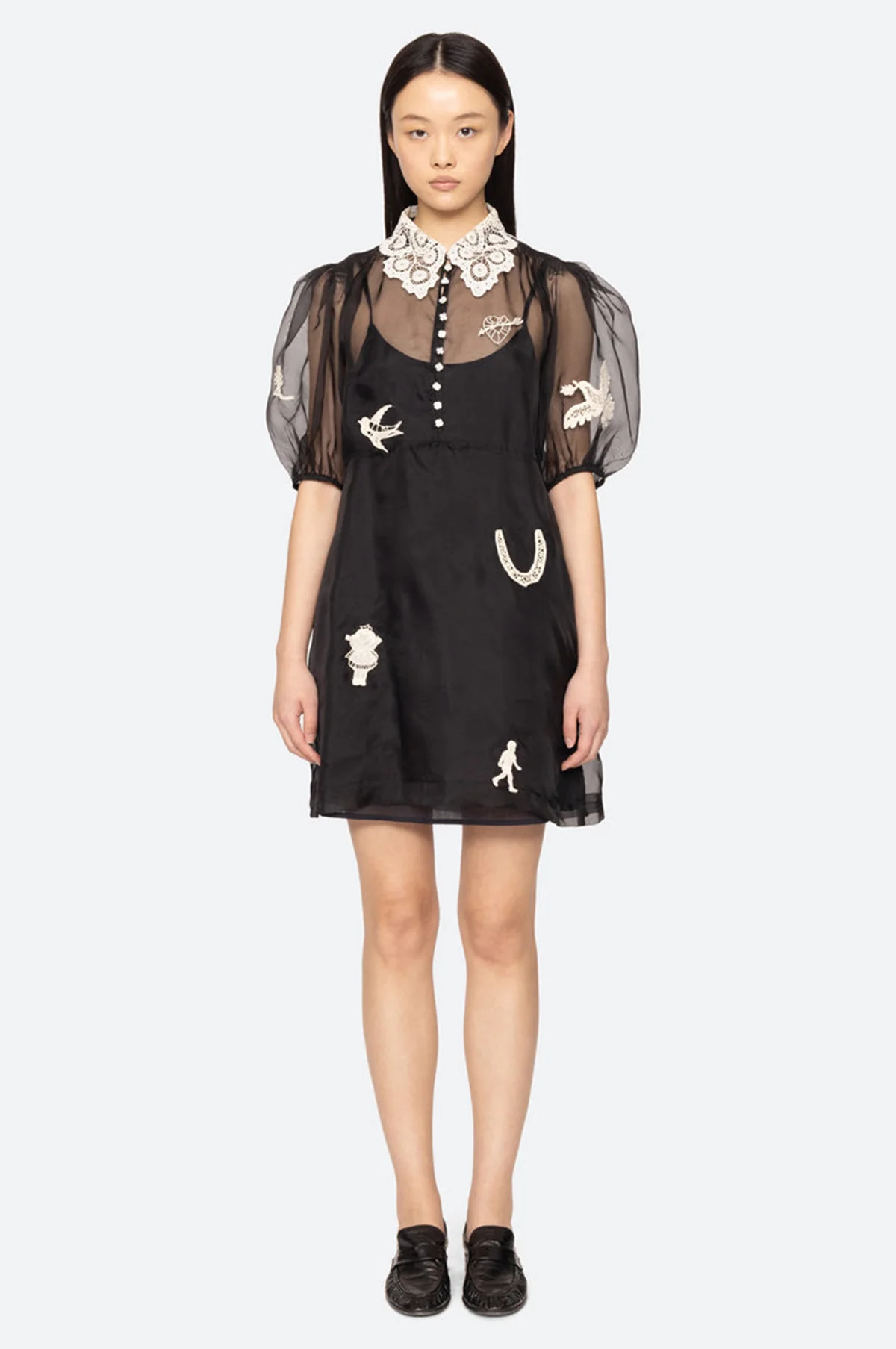 Ellison Solid Puff Slv Mini Dress Black - Image 8
