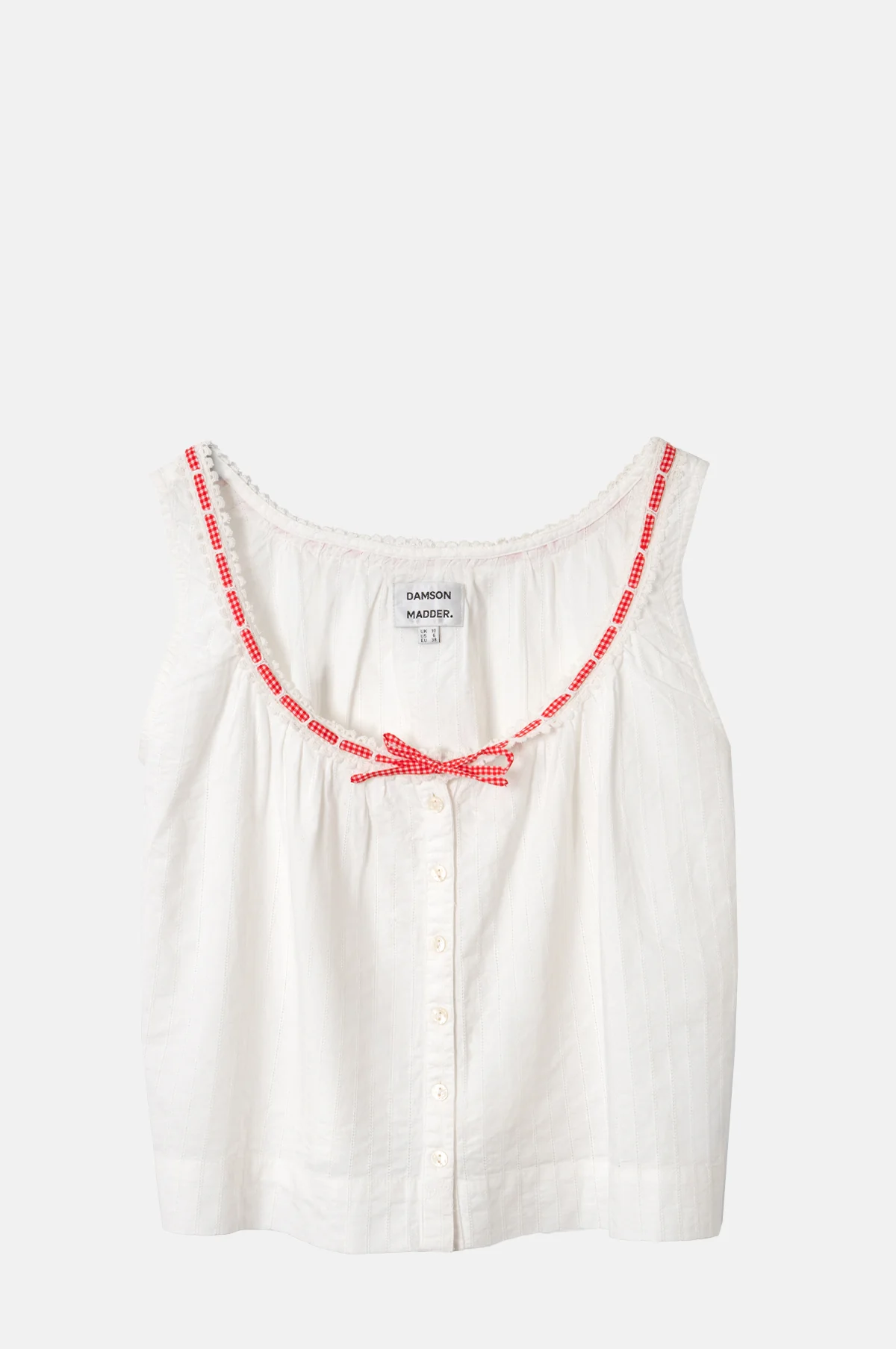 Elodie Cami White With Red Gingham Tie