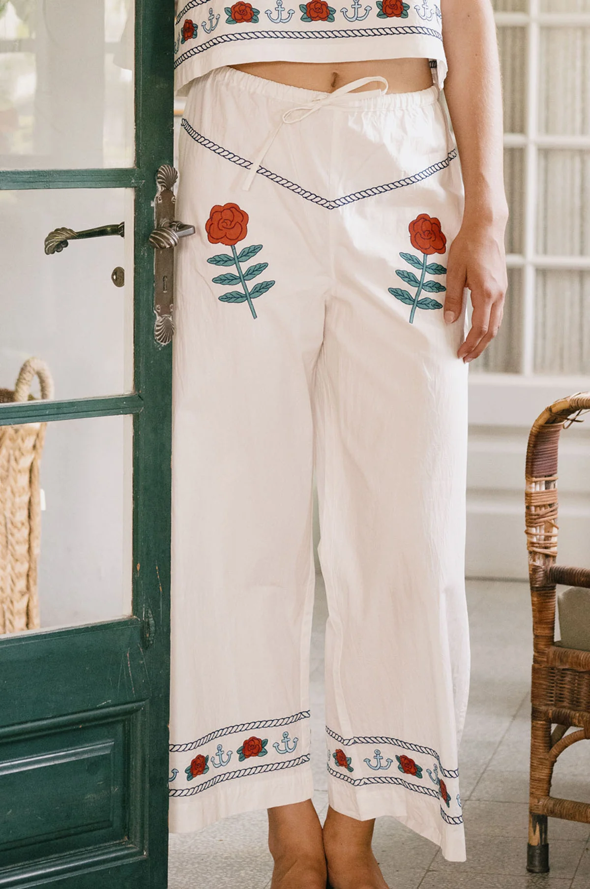 Embroidered Pants Off-White - Image 3