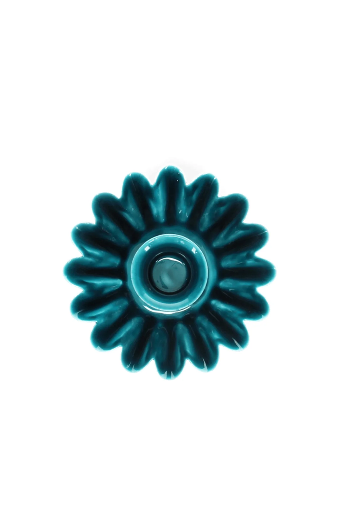 Enamel Cupped Flower Candle Holder Blue - Image 3