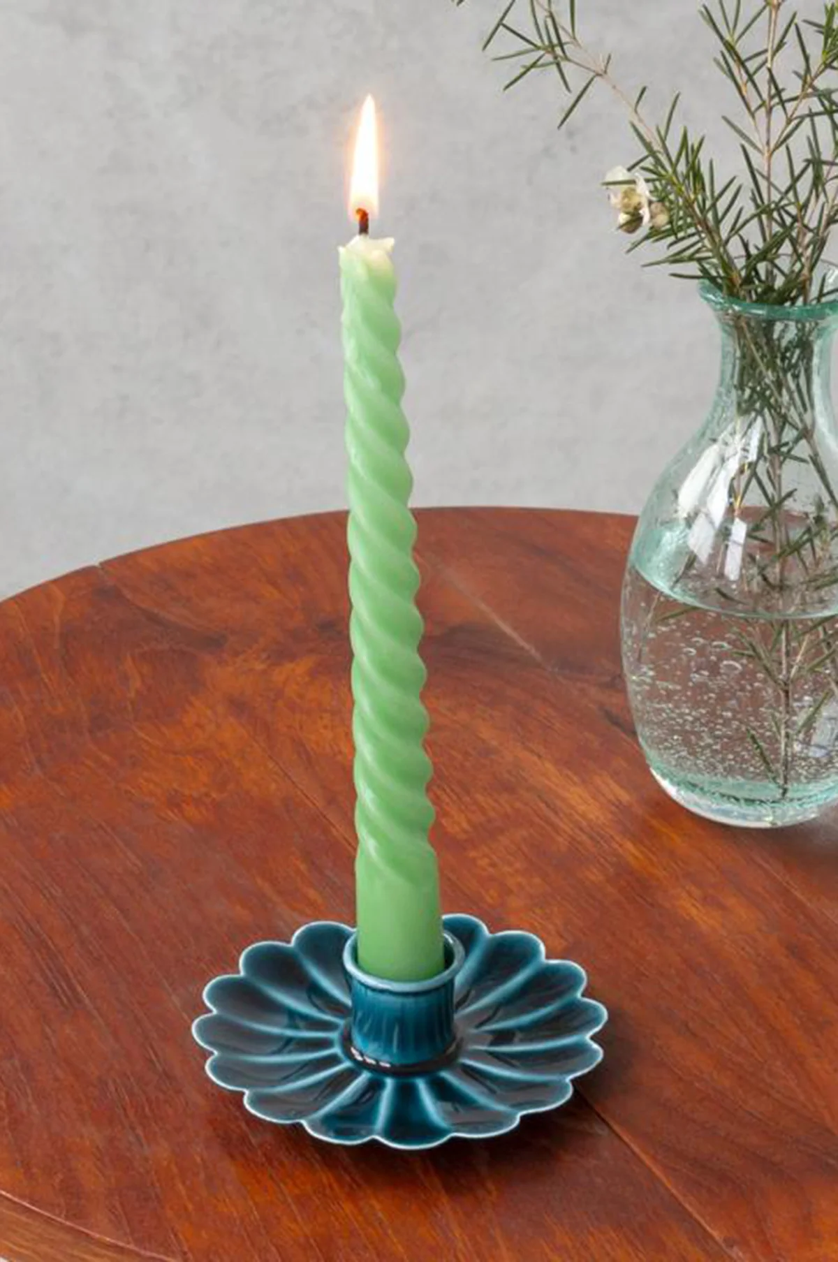 Enamel Flat Flower Candle Holder Blue - Image 2