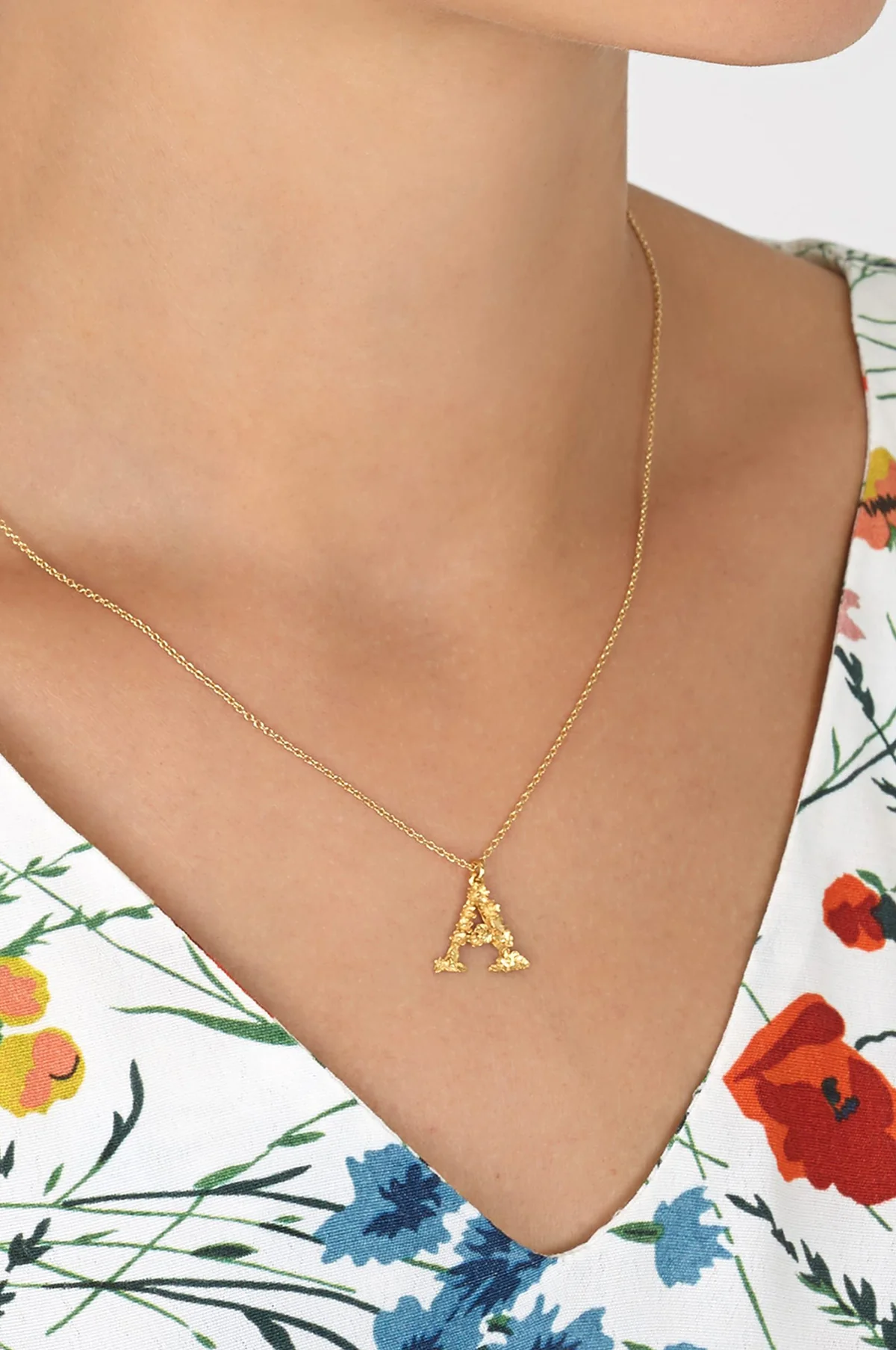 Floral Letter A Necklace Gold Plate - Image 2