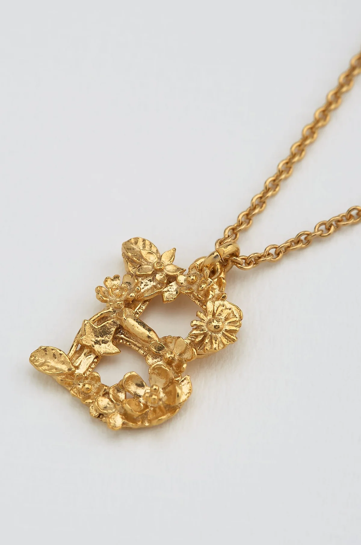 Floral Letter B Necklace Gold Plate - Image 2