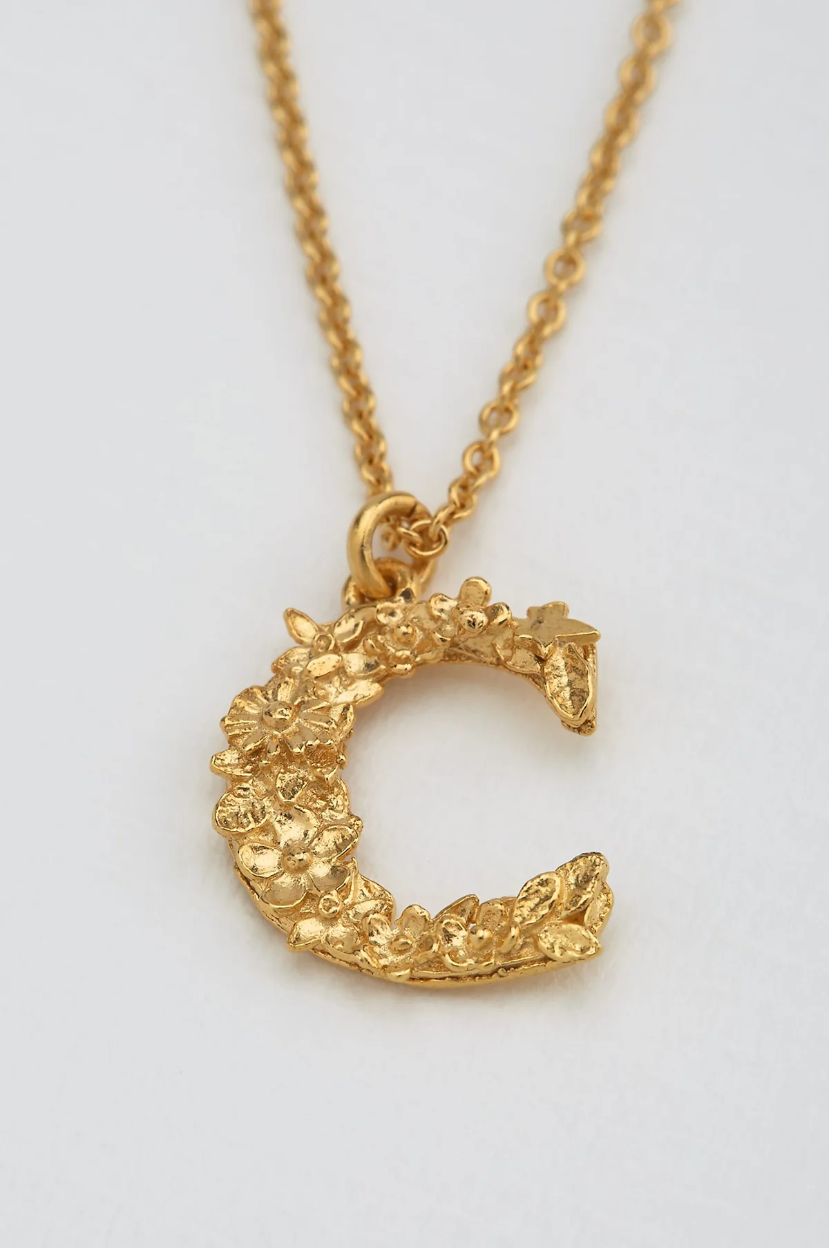 Floral Letter C Necklace Gold Plate - Image 3