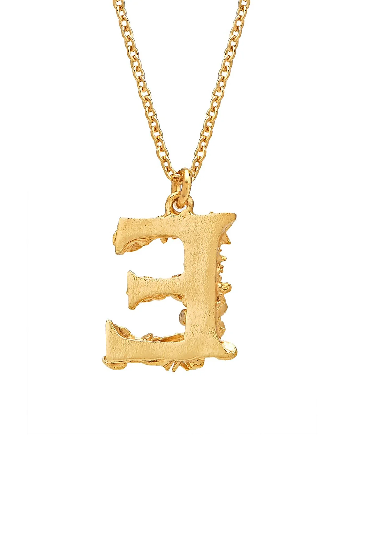 Floral Letter E Necklace Gold Plate - Image 2