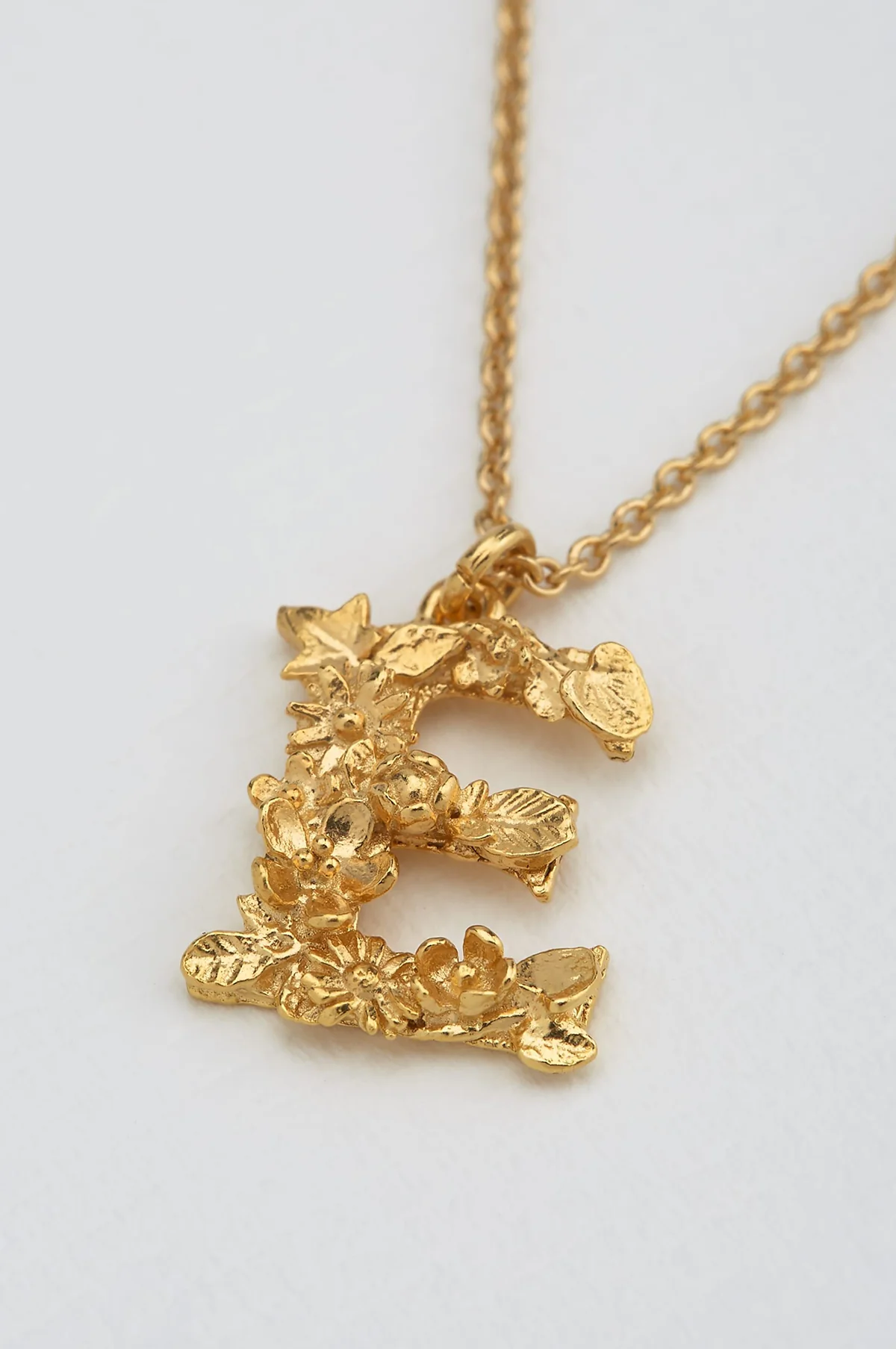 Floral Letter E Necklace Gold Plate - Image 4