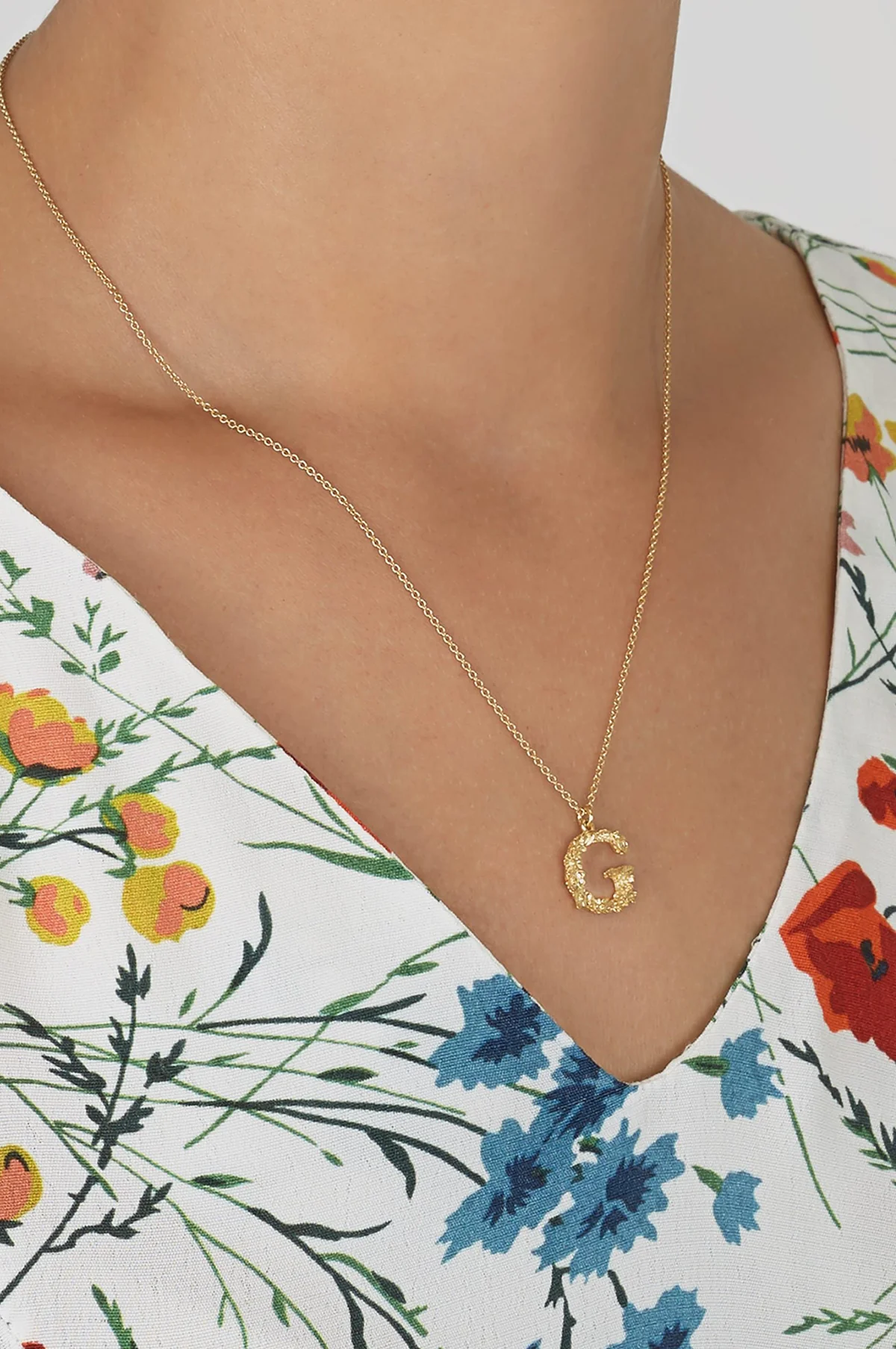 Floral Letter G Necklace Gold Plate - Image 3