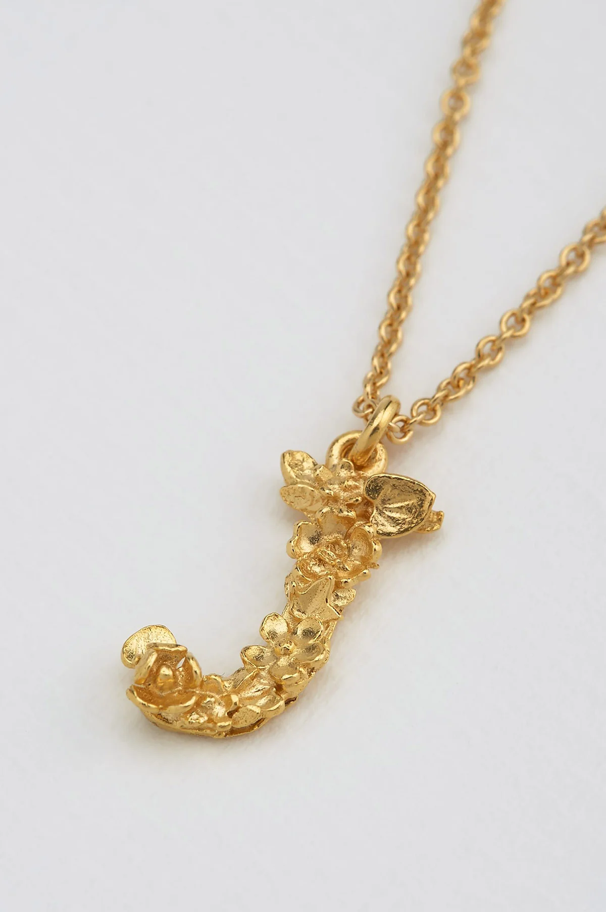 Floral Letter J Necklace Gold Plate - Image 3