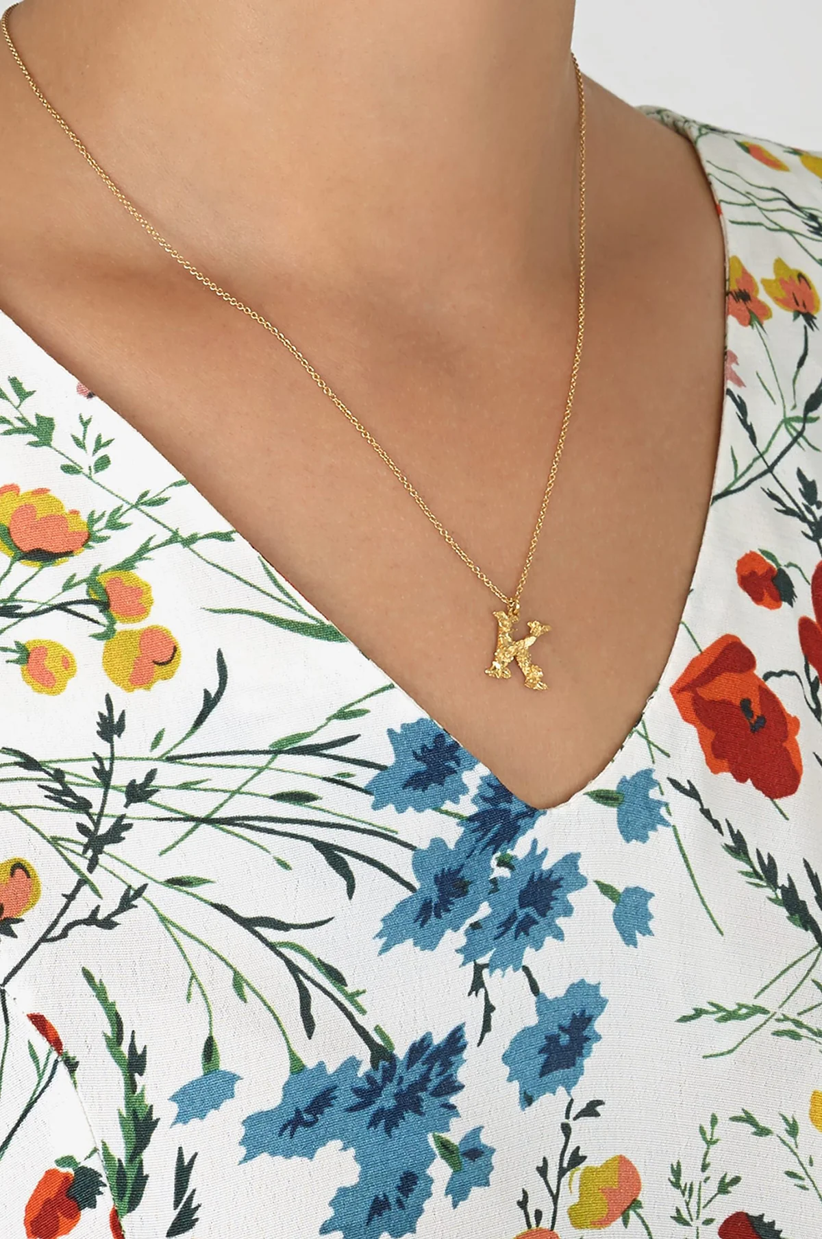 Floral Letter K Necklace Gold Plate - Image 2