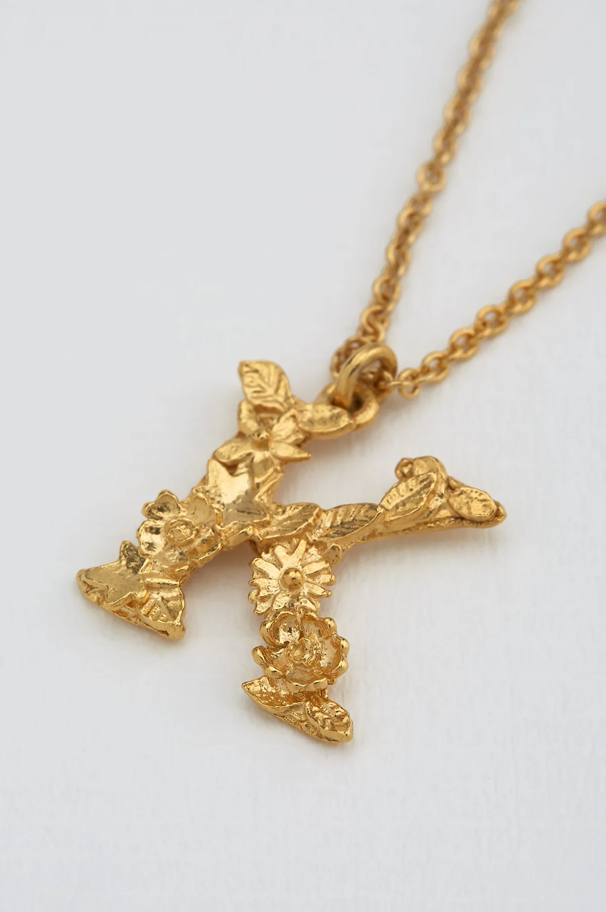 Floral Letter K Necklace Gold Plate - Image 3