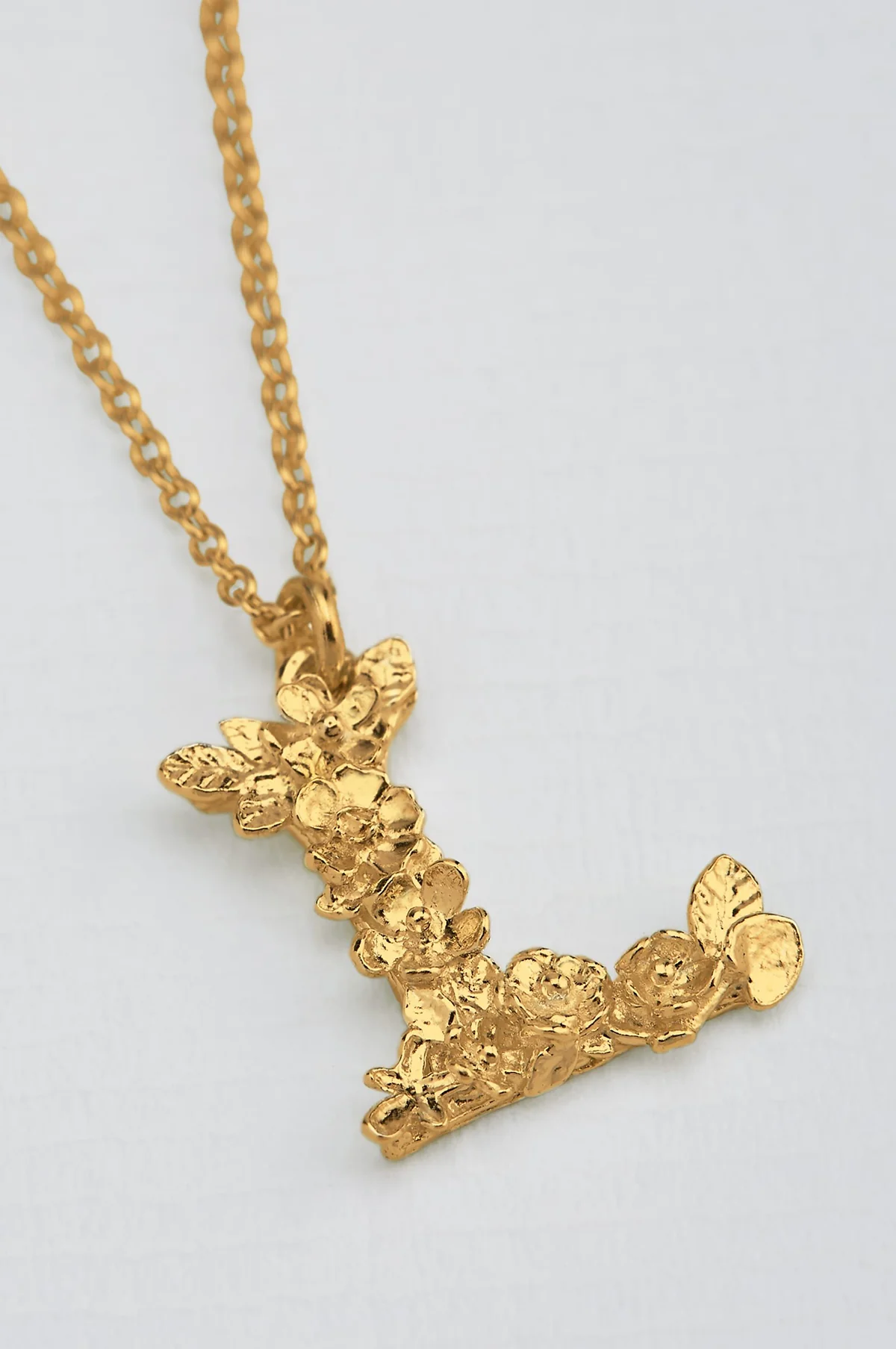 Floral Letter L Necklace Gold Plate - Image 2