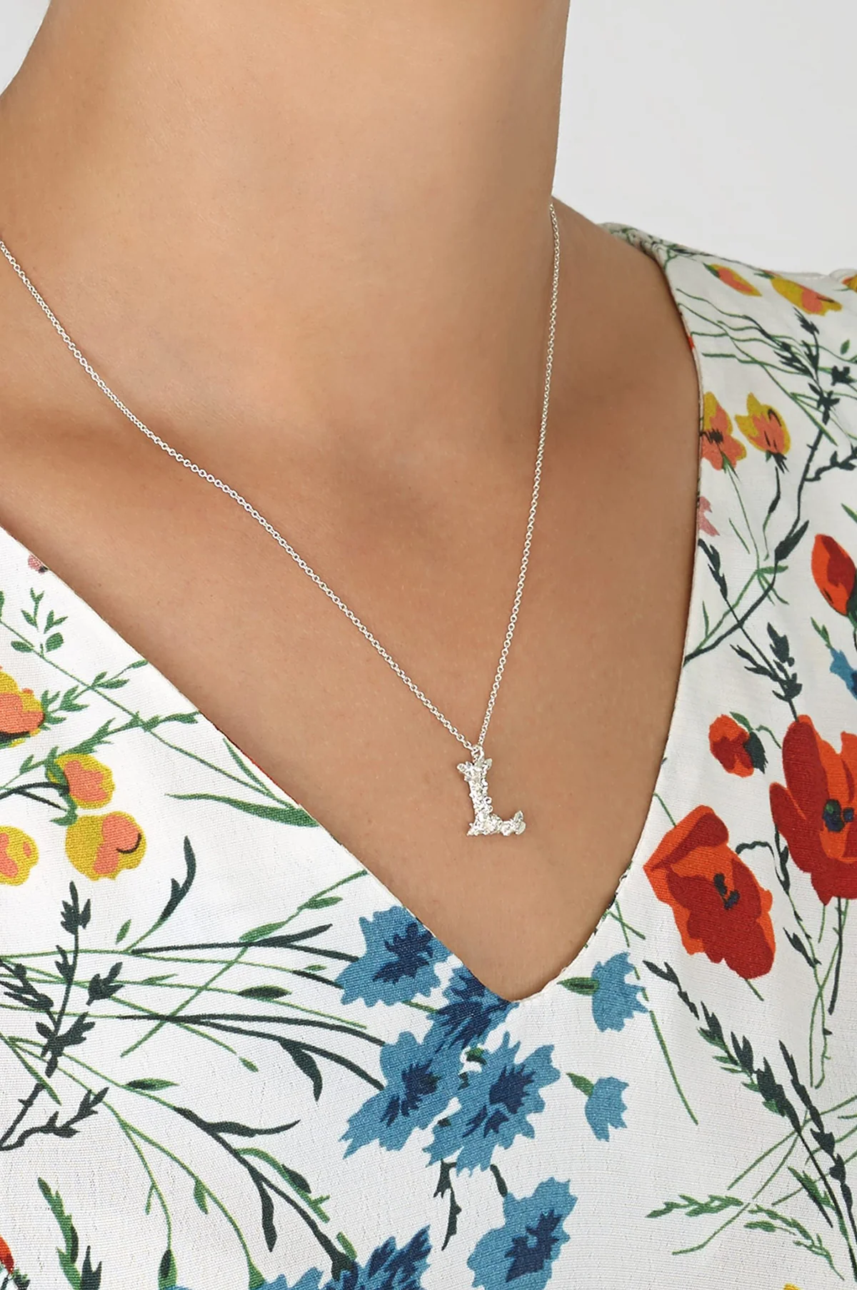 Floral Letter L Necklace Gold Plate - Image 3