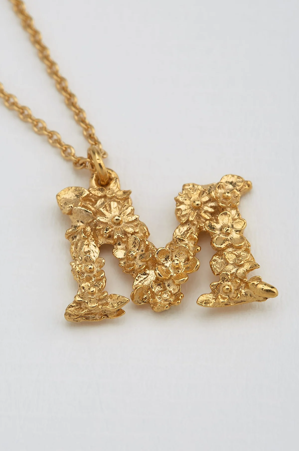 Floral Letter M Necklace Gold Plate - Image 3