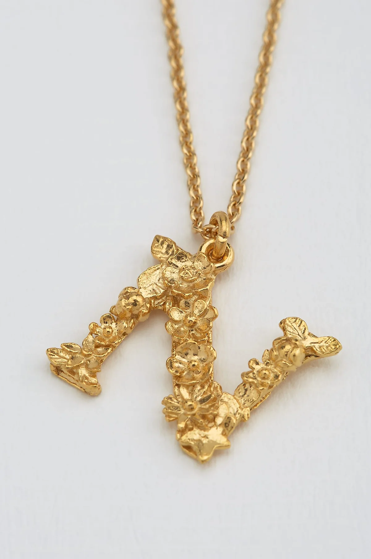 Floral Letter N Necklace Gold Plate - Image 3