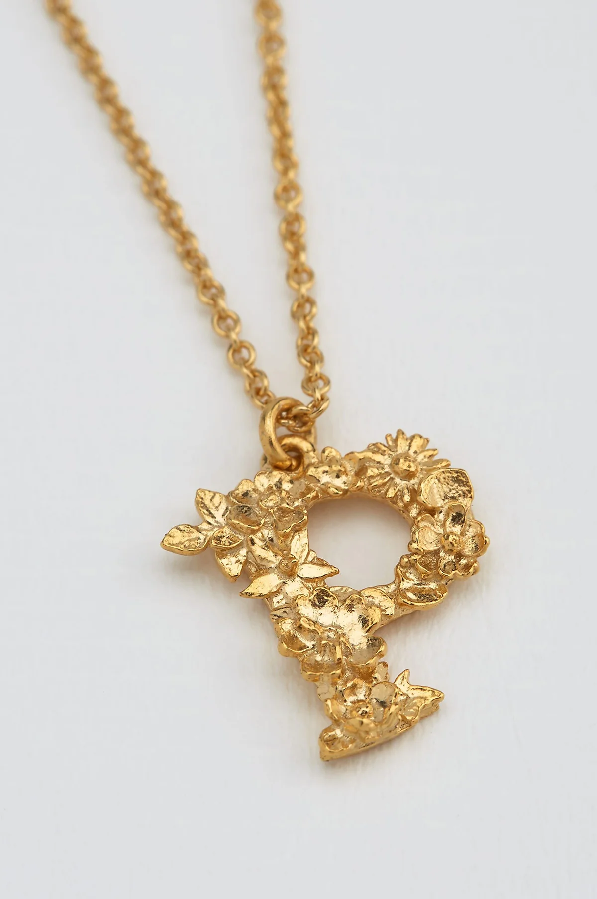 Floral Letter P Necklace Gold Plate - Image 2