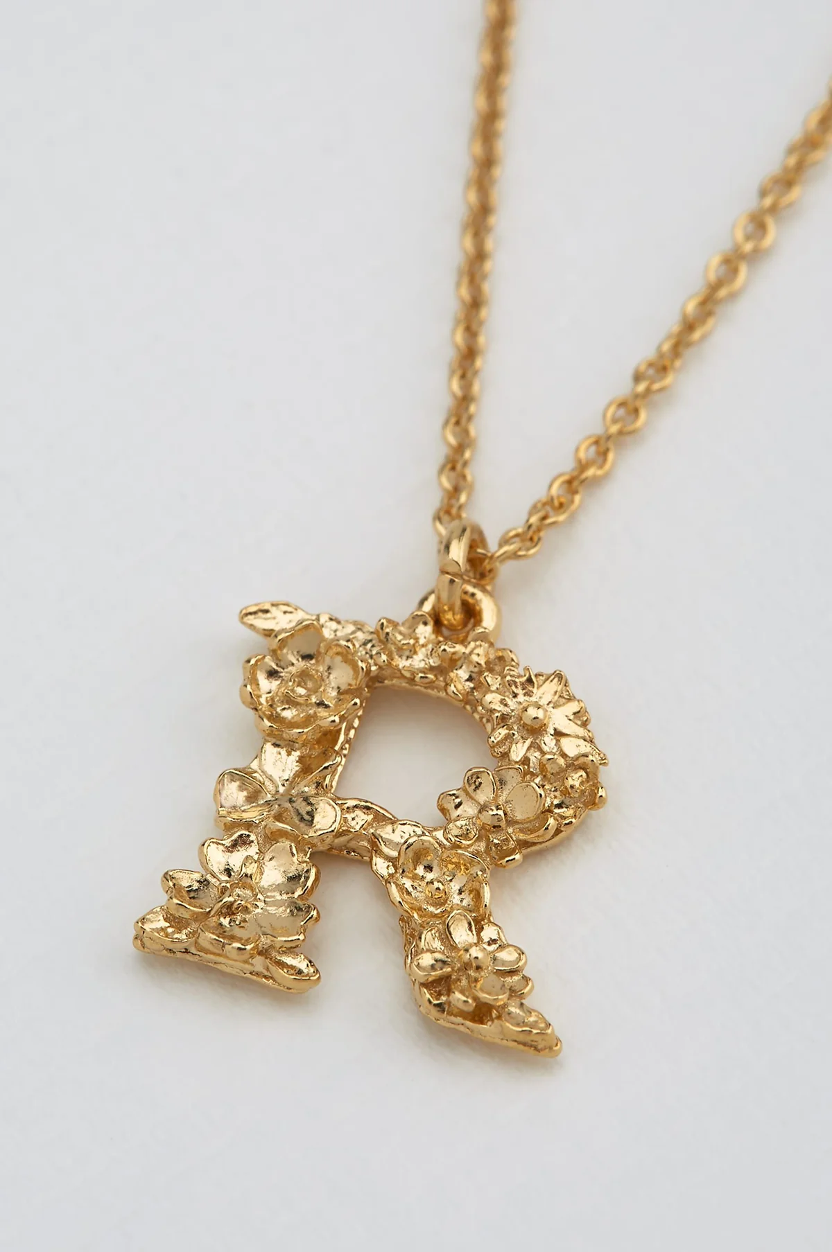 Floral Letter R Necklace Gold Plate - Image 2