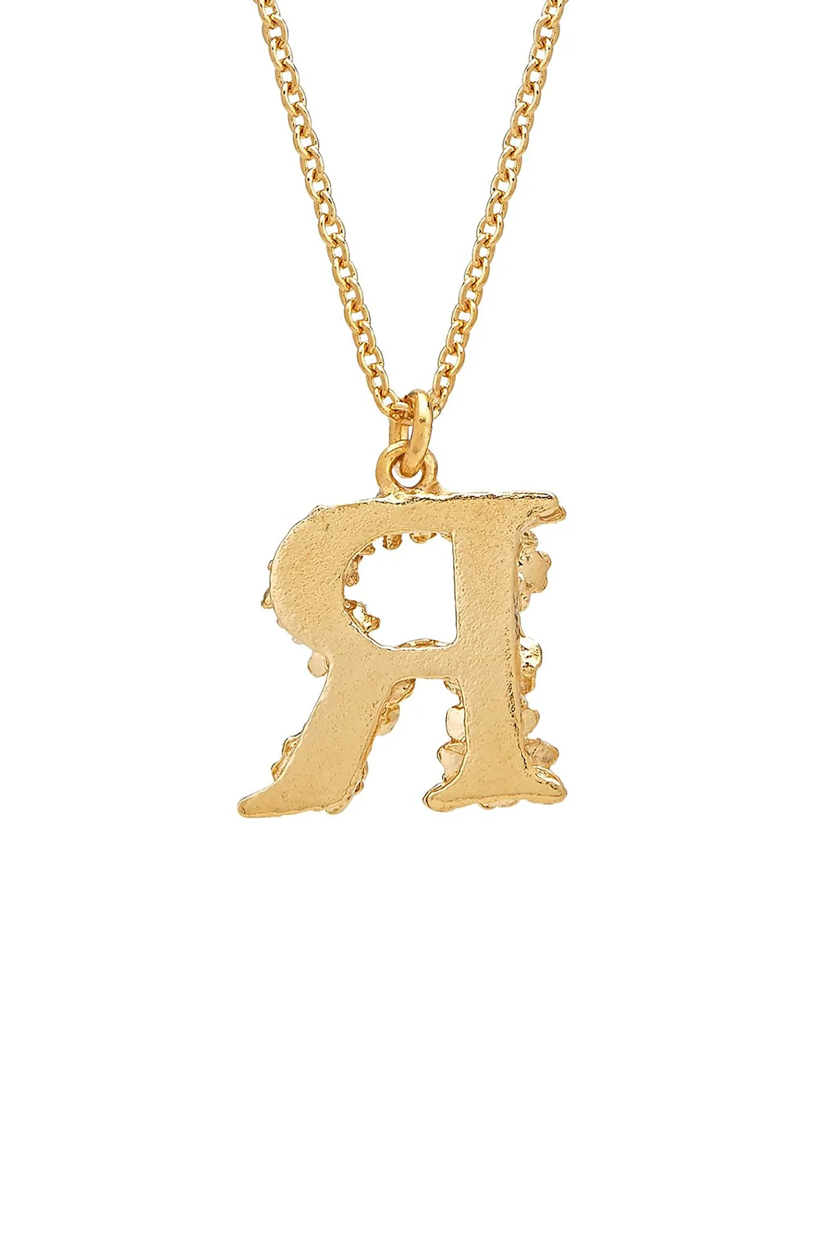 Floral Letter R Necklace Gold Plate - Image 4