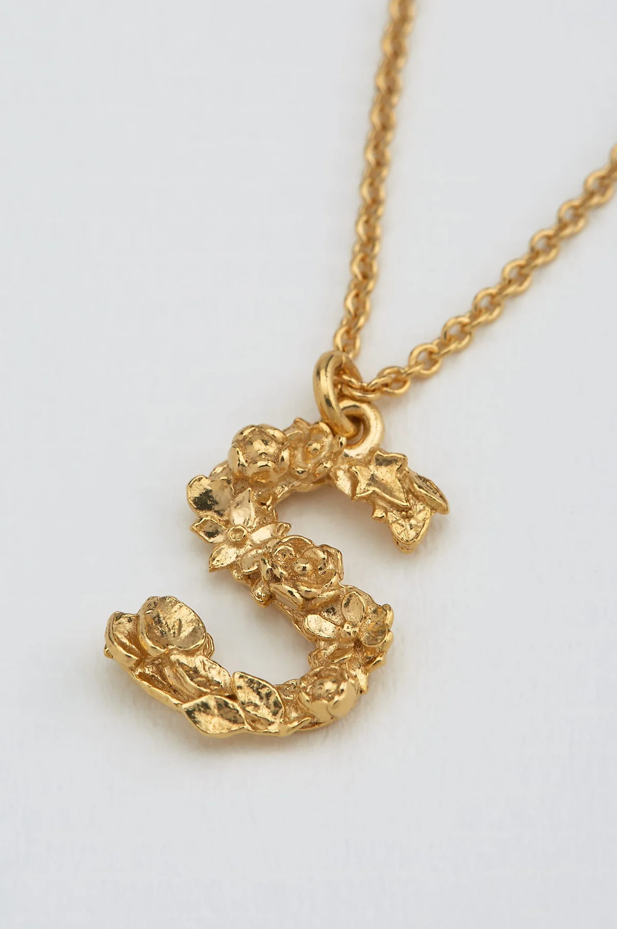 Floral Letter S Necklace Gold Plate - Image 3